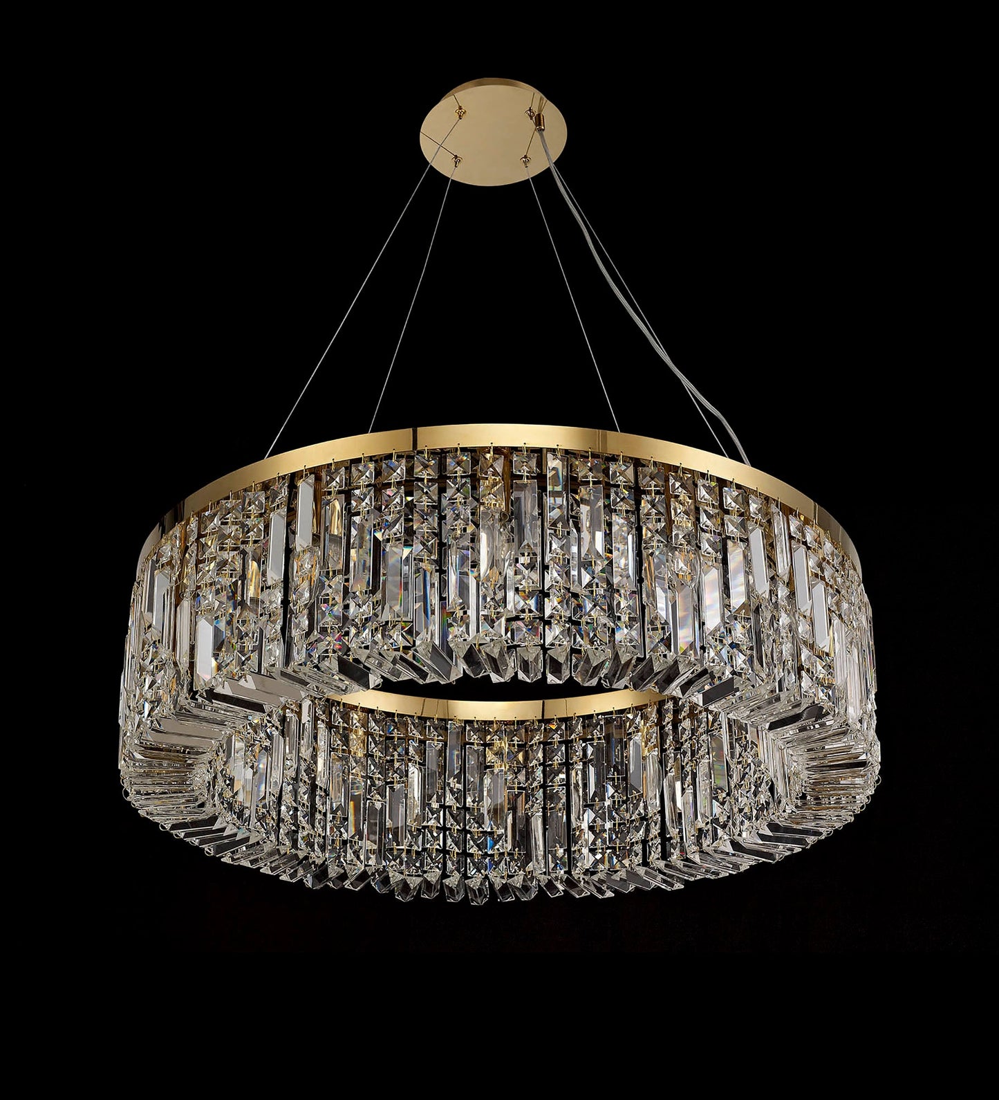 Bollin 80cm Round Pendant Chandelier, 12 Light E14, Gold and Crystal Item Weight: 16.8kg