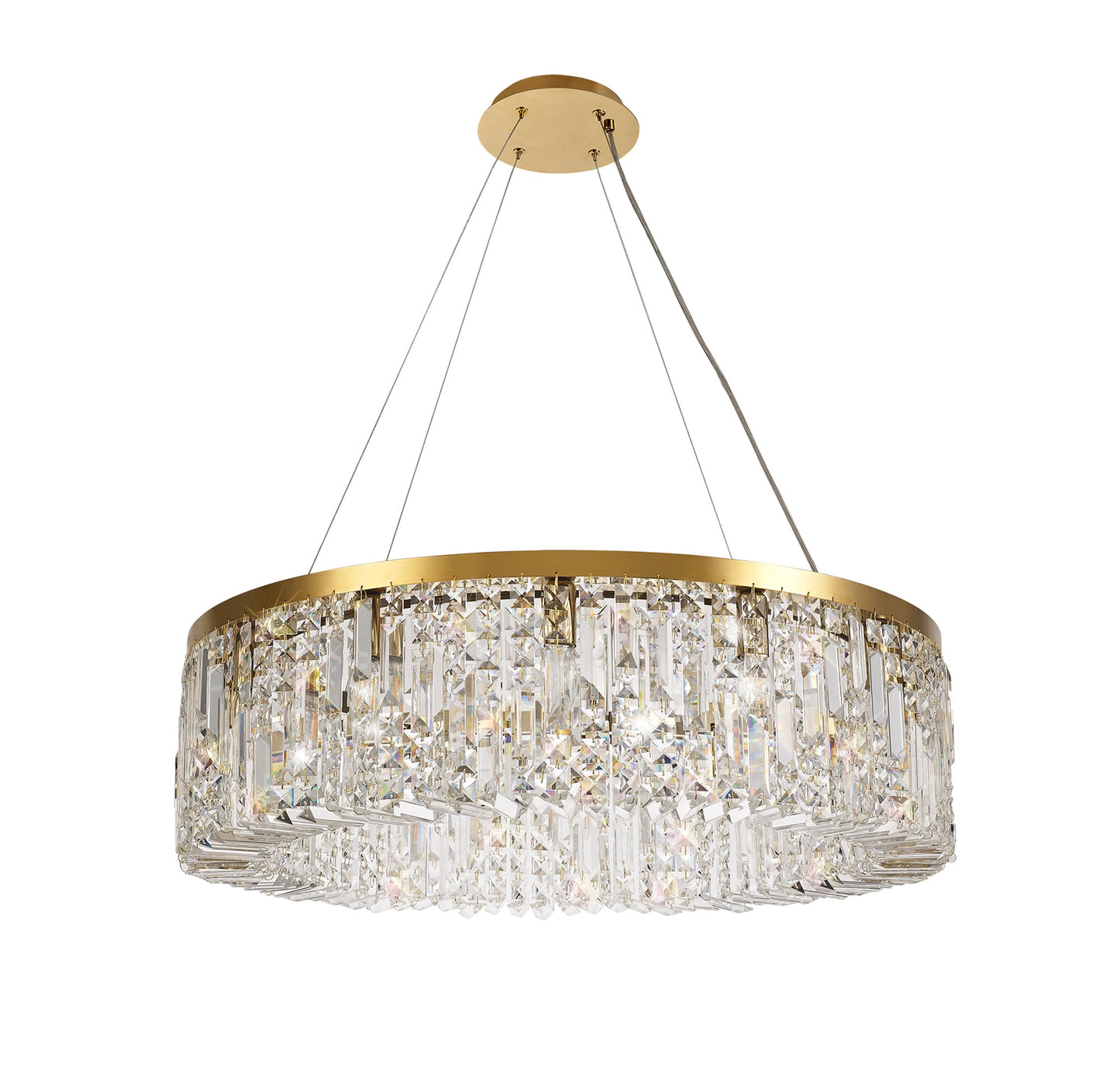 Bollin 80cm Round Pendant Chandelier, 12 Light E14, Gold and Crystal Item Weight: 16.8kg