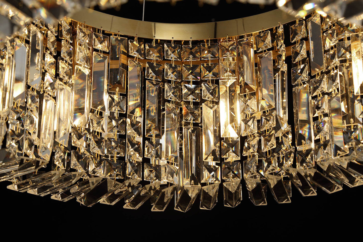 Bollin 80cm Round Pendant Chandelier, 12 Light E14, Gold and Crystal Item Weight: 16.8kg