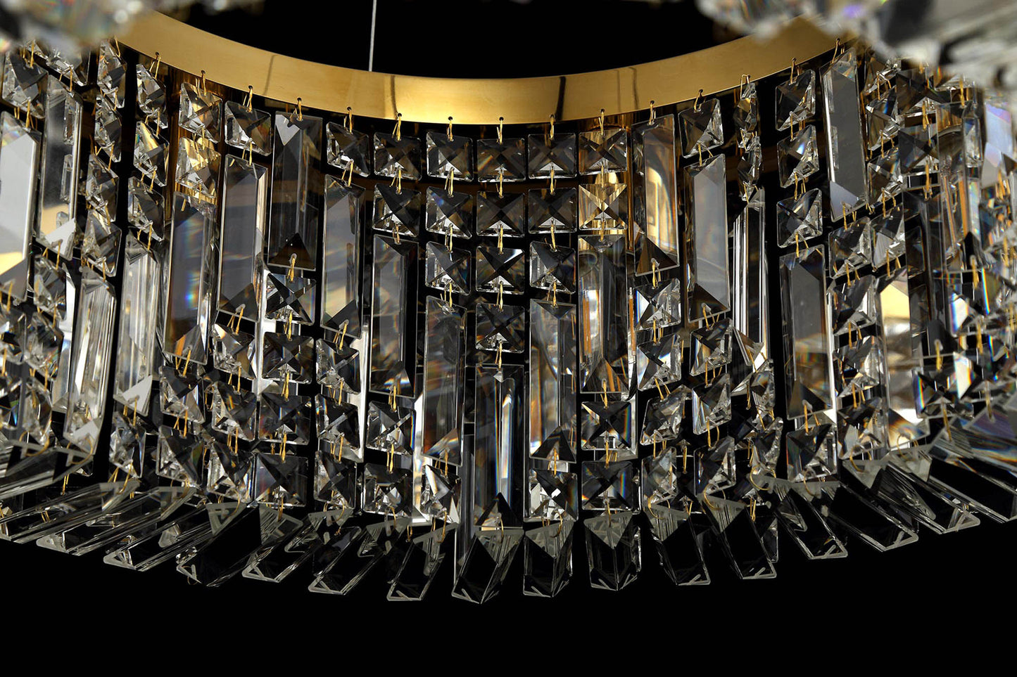 Bollin 80cm Round Pendant Chandelier, 12 Light E14, Gold and Crystal Item Weight: 16.8kg