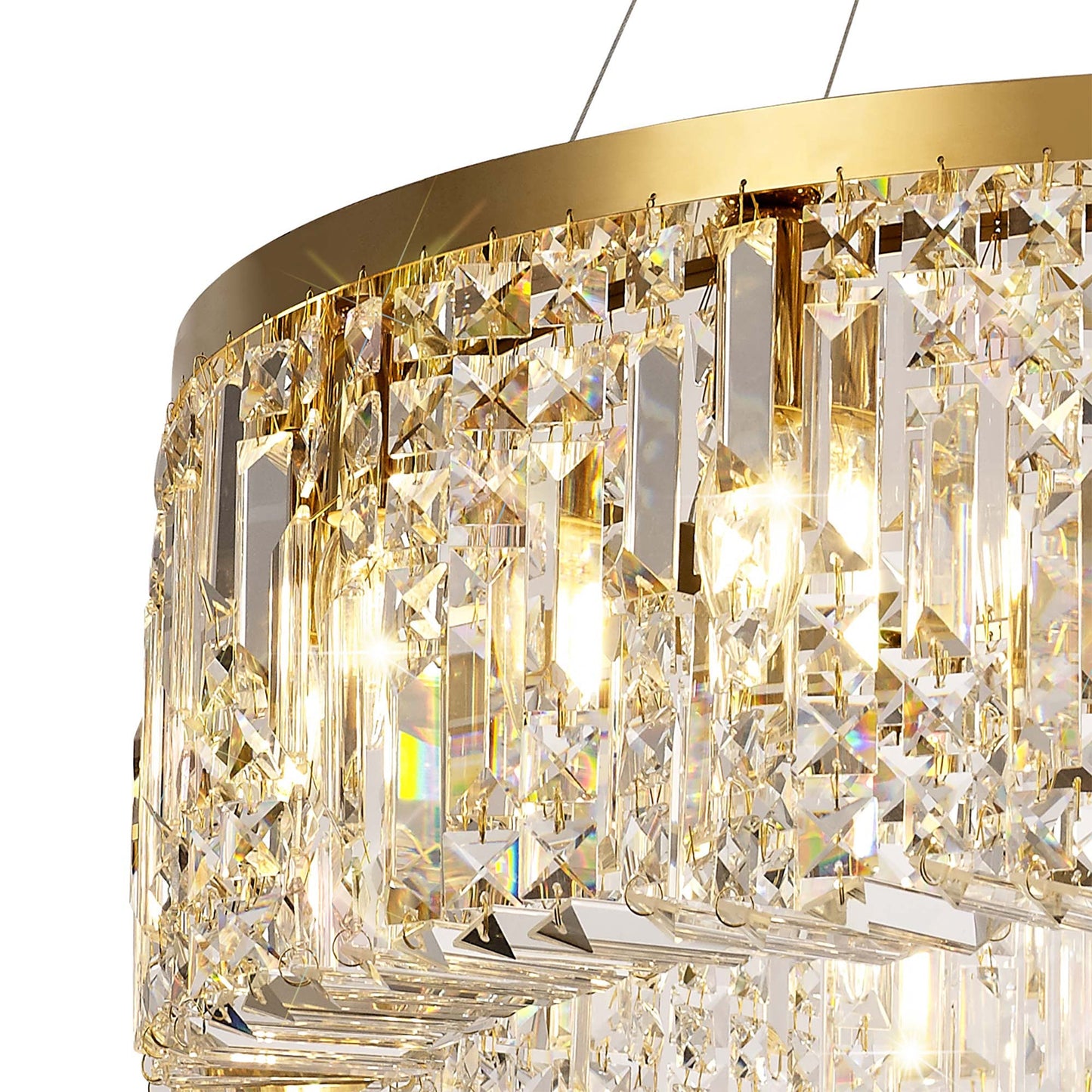 Bollin 80cm Round Pendant Chandelier, 12 Light E14, Gold and Crystal Item Weight: 16.8kg