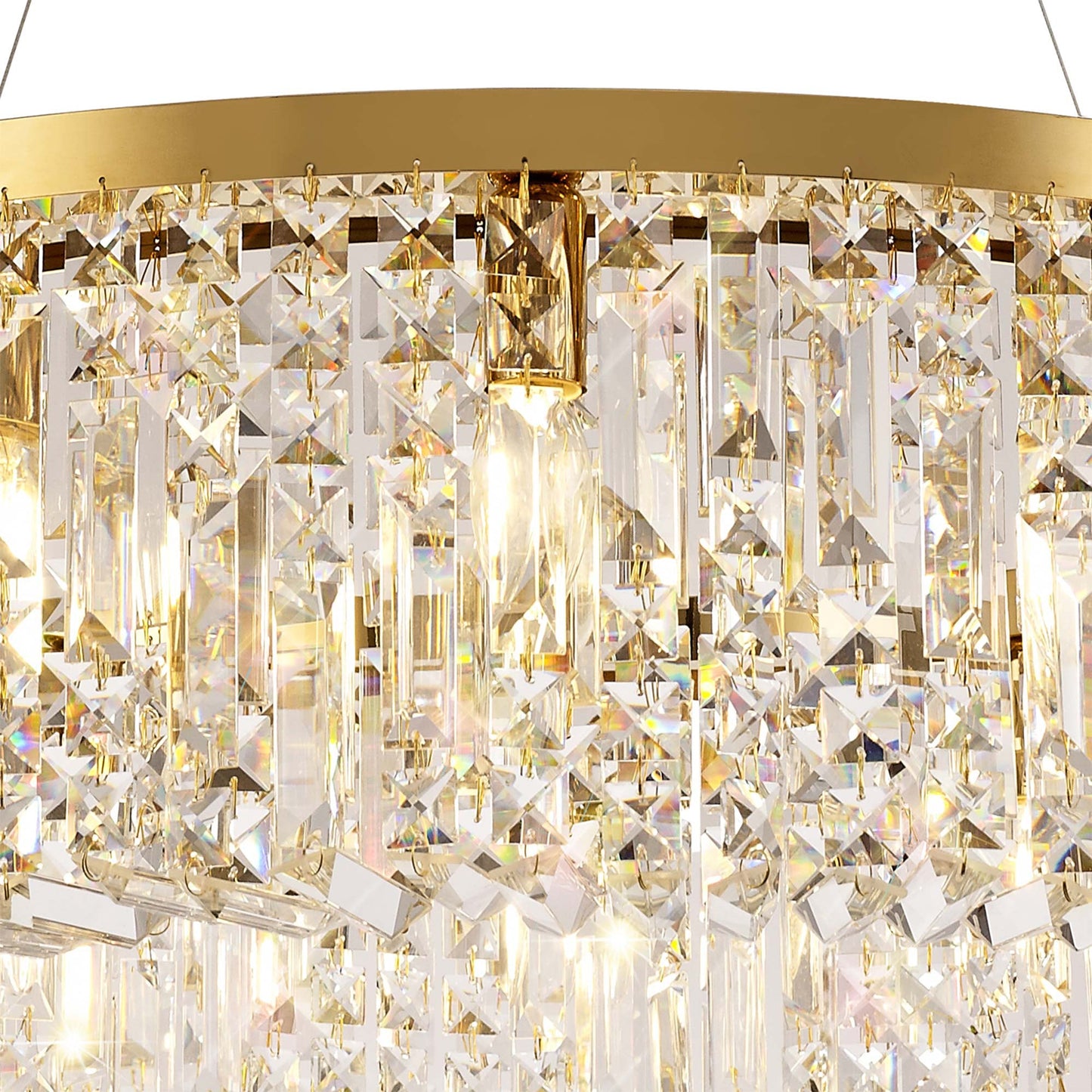 Bollin 80cm Round Pendant Chandelier, 12 Light E14, Gold and Crystal Item Weight: 16.8kg