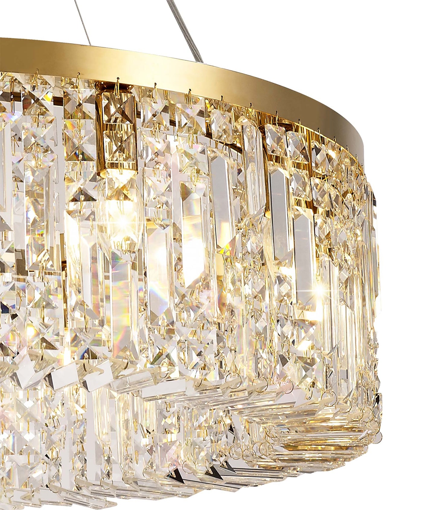 Bollin 80cm Round Pendant Chandelier, 12 Light E14, Gold and Crystal Item Weight: 16.8kg