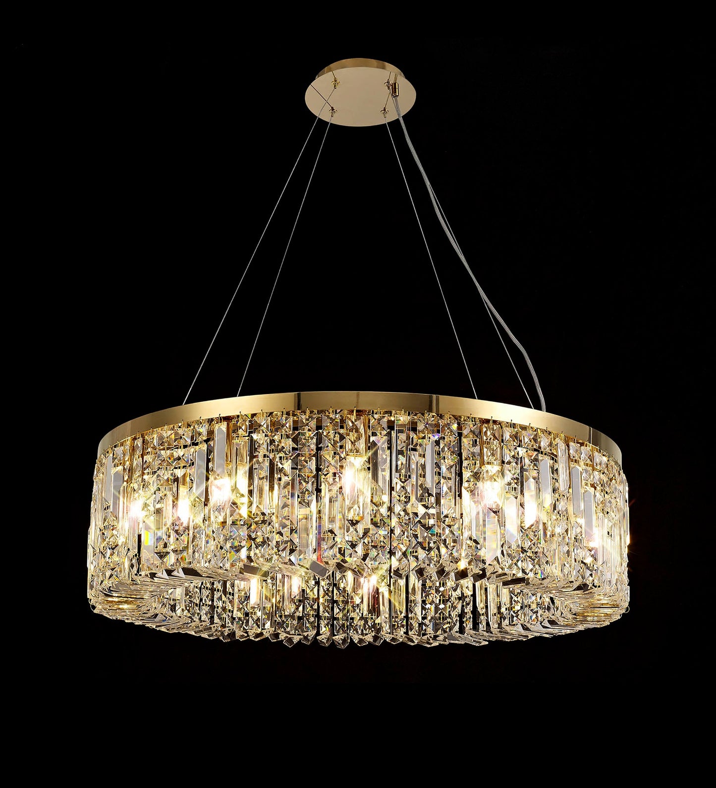 Bollin 80cm Round Pendant Chandelier, 12 Light E14, Gold and Crystal Item Weight: 16.8kg