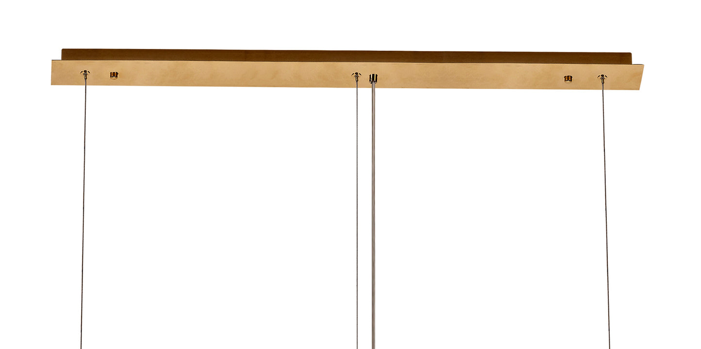 Bollin 102x9cm Linear Pendant Chandelier, 5 Light E14, Gold and Crystal