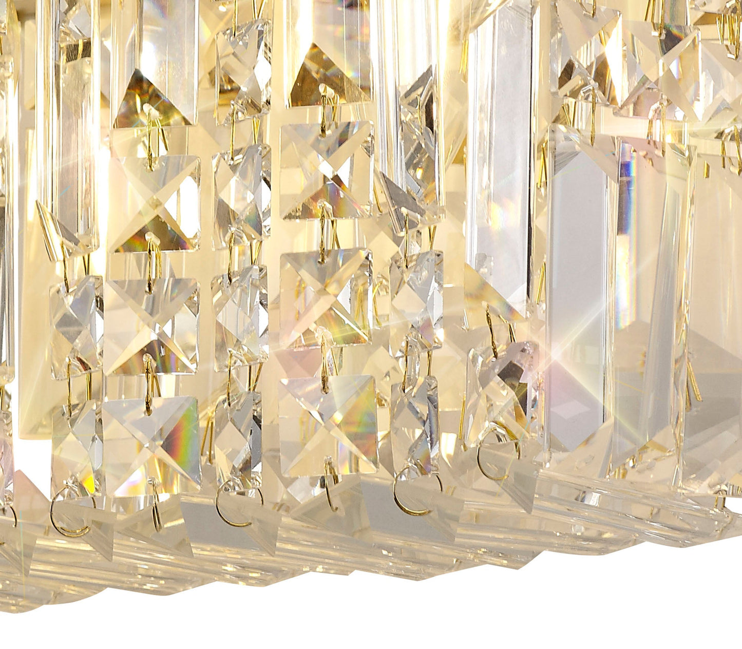 Bollin 29x13cm Rectangular Small Wall Lamp, 2 Light E14, Gold and Crystal