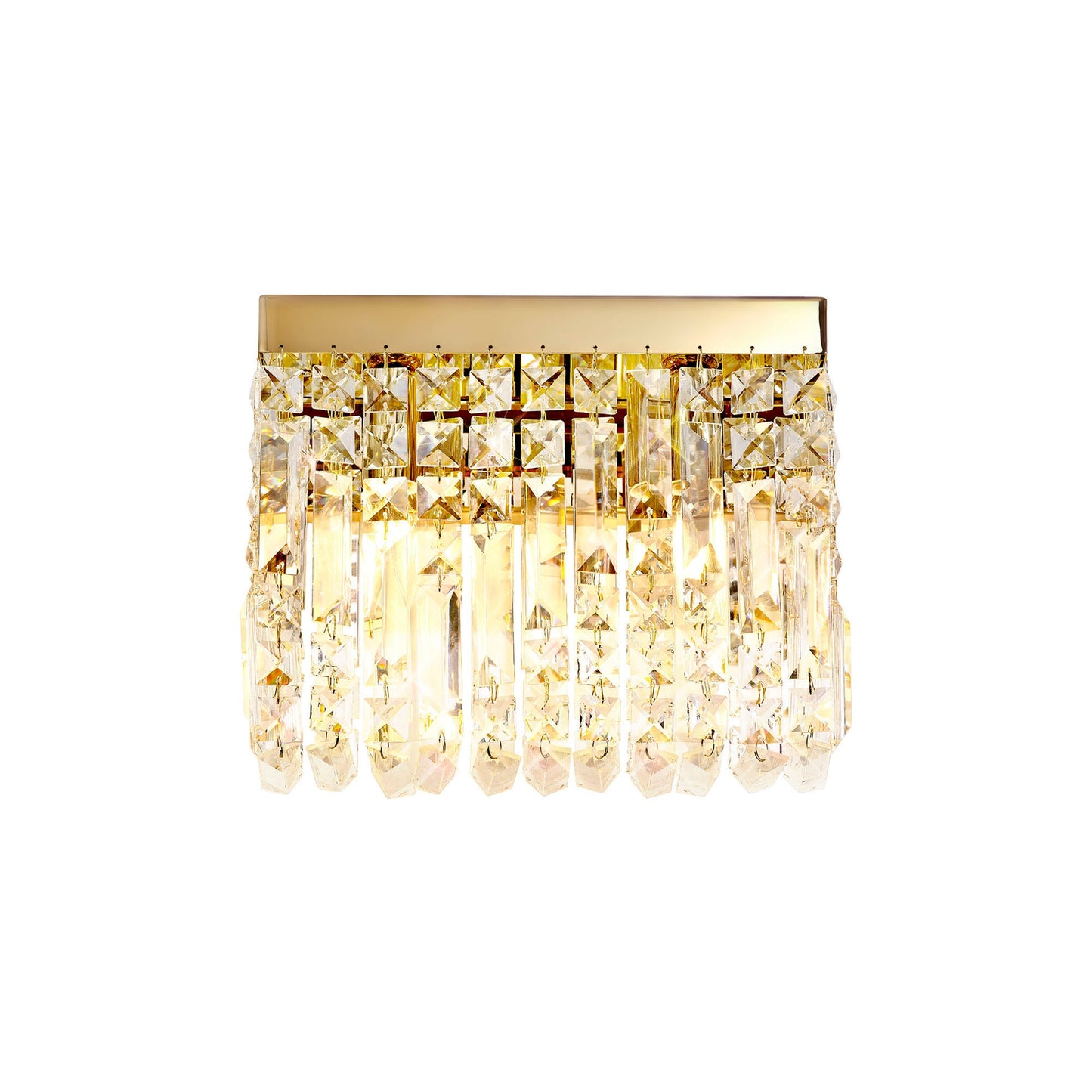 Bollin 29x13cm Rectangular Small Wall Lamp, 2 Light E14, Gold and Crystal