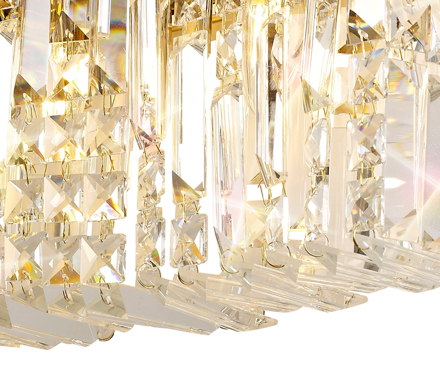 Bollin 50x24cm Rectangular Large Wall Lamp, 3 Light E14, Gold and Crystal