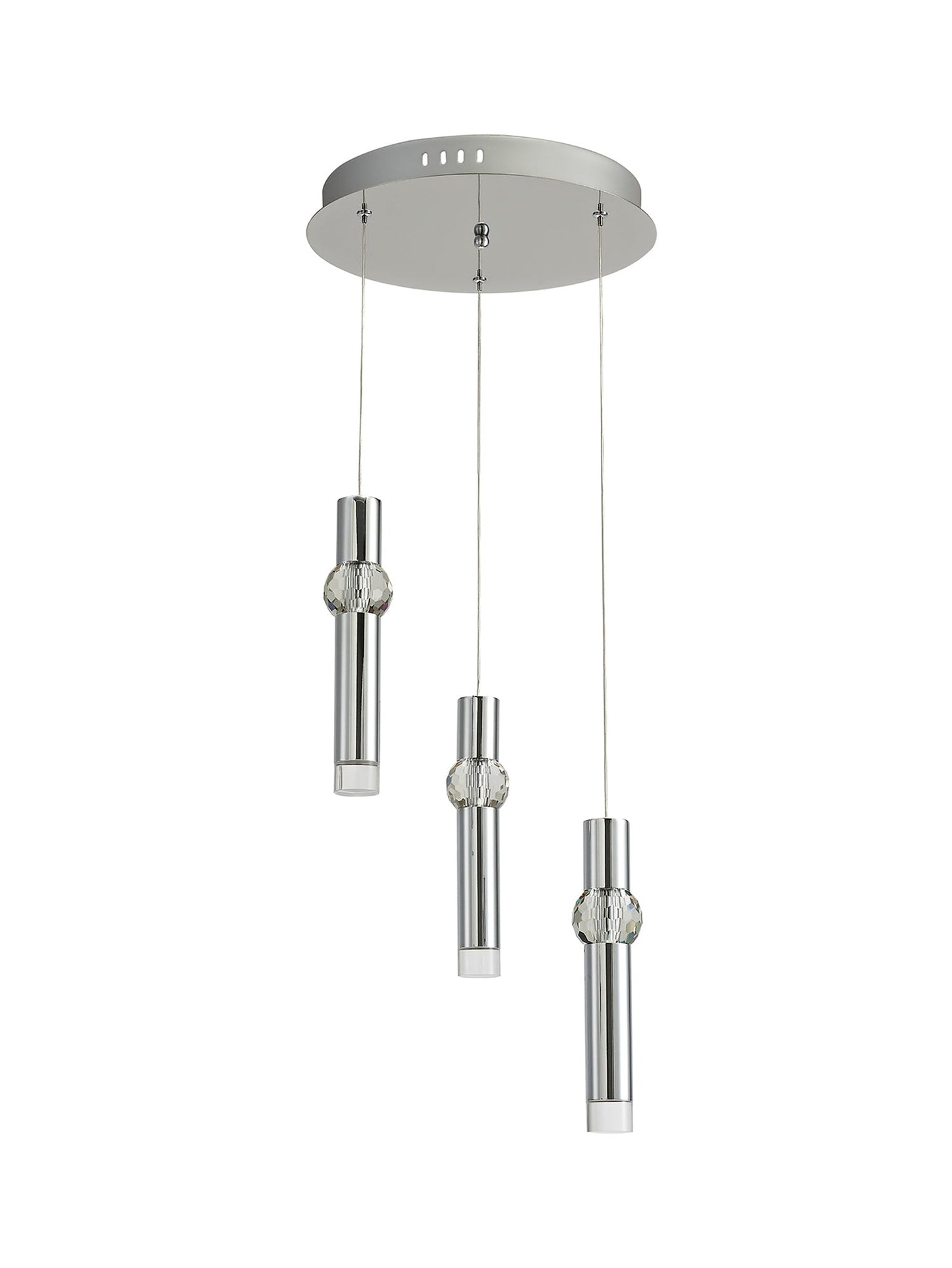 Bollington 3 Light Round Pendant, 3 x 5W LED, 3000K, 268lm, Polished Chrome, 3yrs Warranty