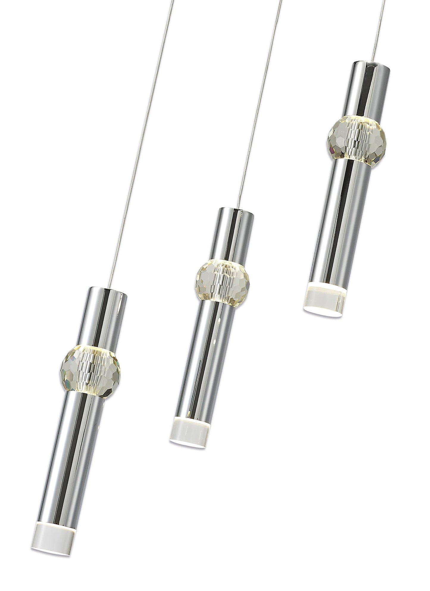 Bollington 3 Light Round Pendant, 3 x 5W LED, 3000K, 268lm, Polished Chrome, 3yrs Warranty