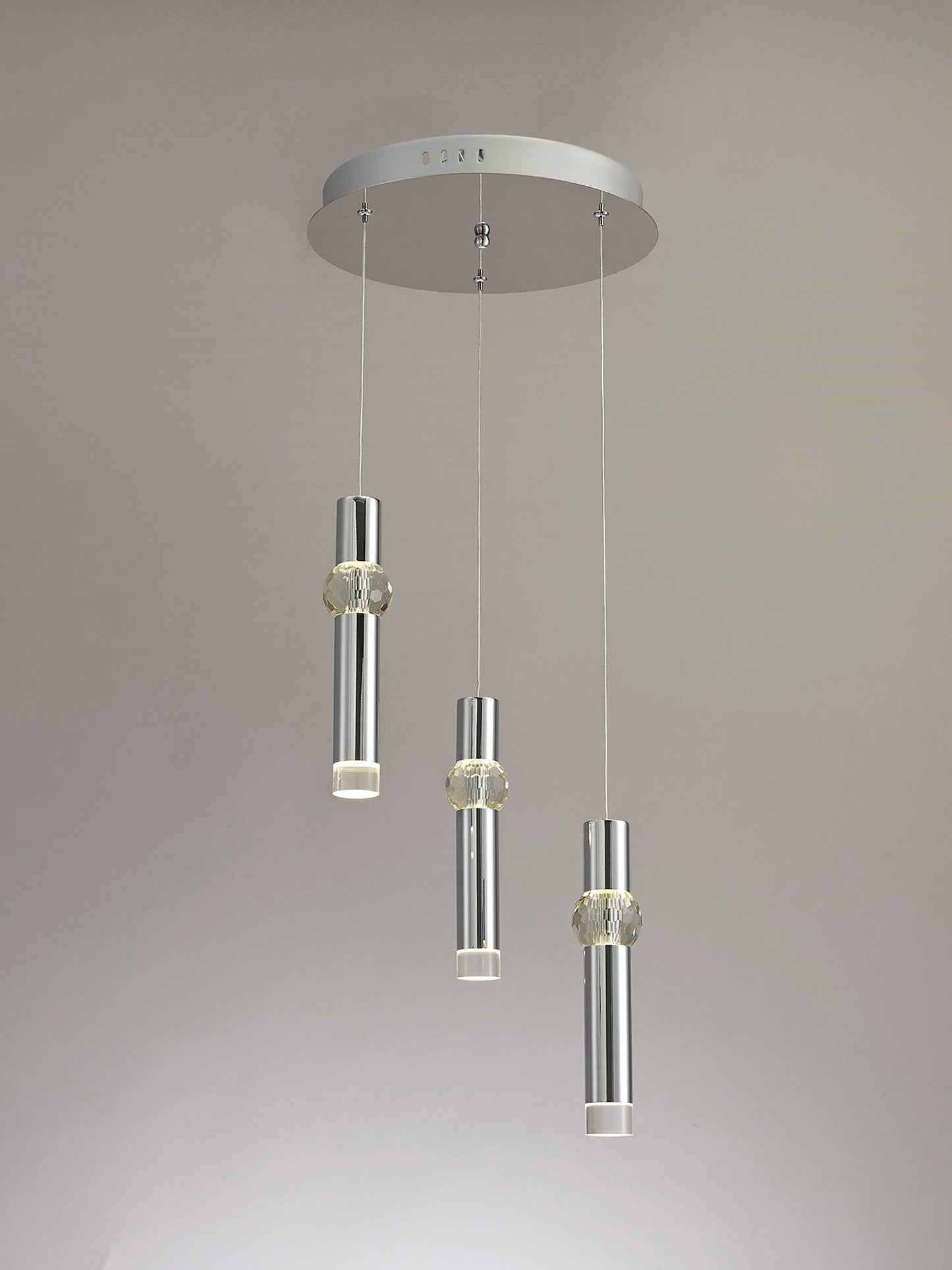 Bollington 3 Light Round Pendant, 3 x 5W LED, 3000K, 268lm, Polished Chrome, 3yrs Warranty