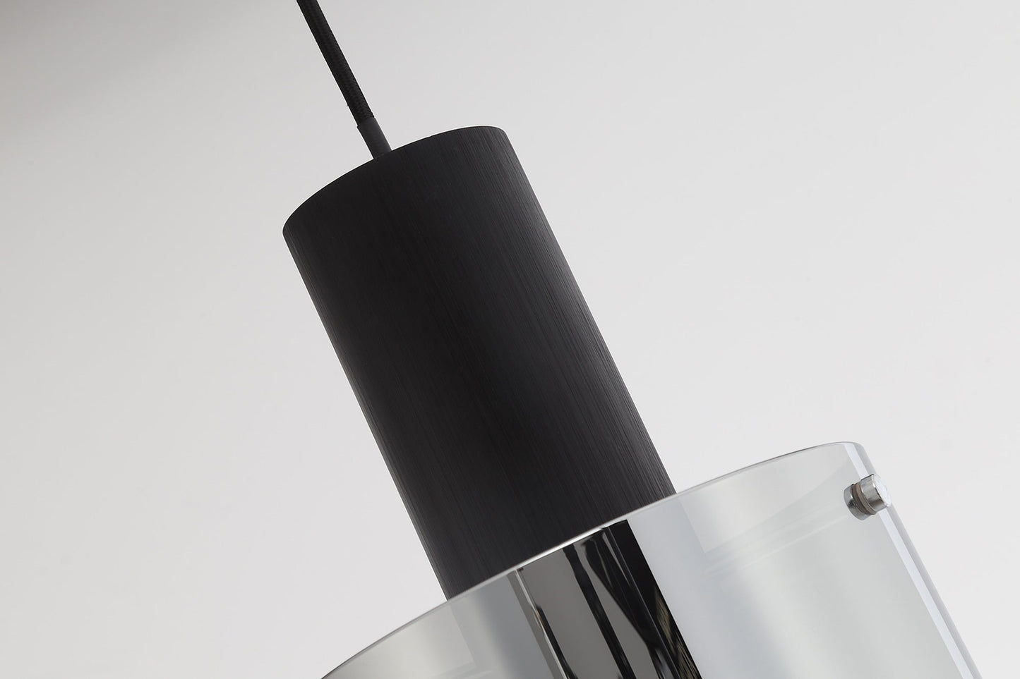 Bowdon Single Pendant, 1 Light Adjustable E27, Black and Smoke Fade Glass
