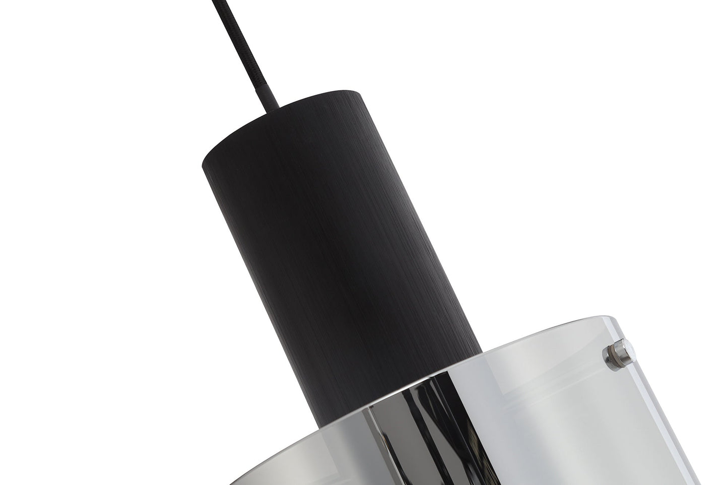 Bowdon Single Pendant, 1 Light Adjustable E27, Black and Smoke Fade Glass