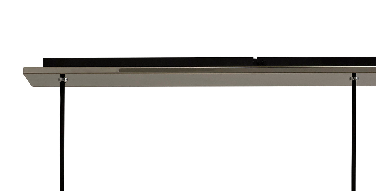 Bowdon Linear Pendant, 3 Light Adjustable E27, Black and Smoke Fade Glass