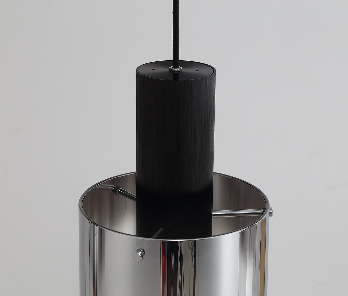 Bowdon Linear Pendant, 3 Light Adjustable E27, Black and Smoke Fade Glass