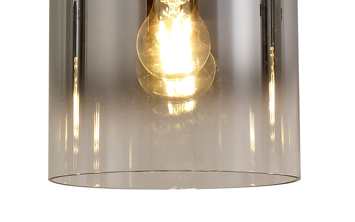 Bowdon Linear Pendant, 3 Light Adjustable E27, Black and Smoke Fade Glass