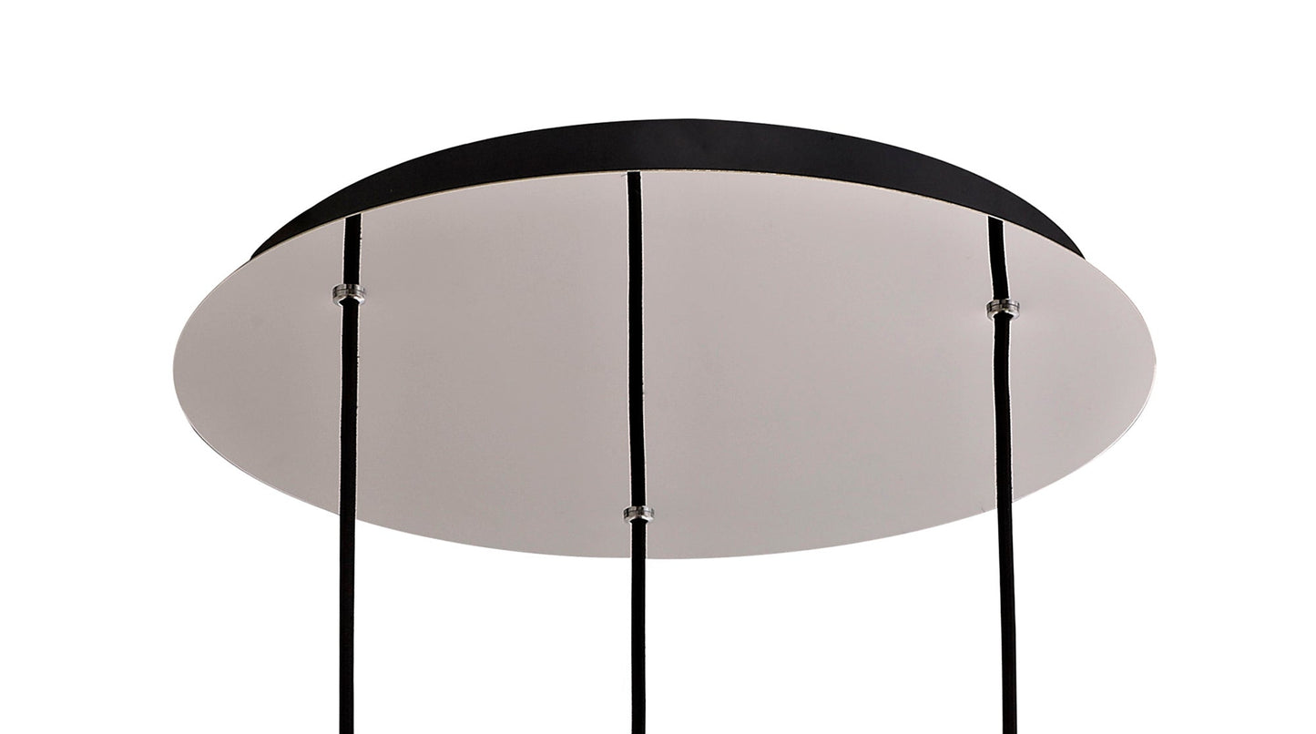 Bowdon Round Pendant, 3 Light Adjustable E27, Black and Smoke Fade Glass