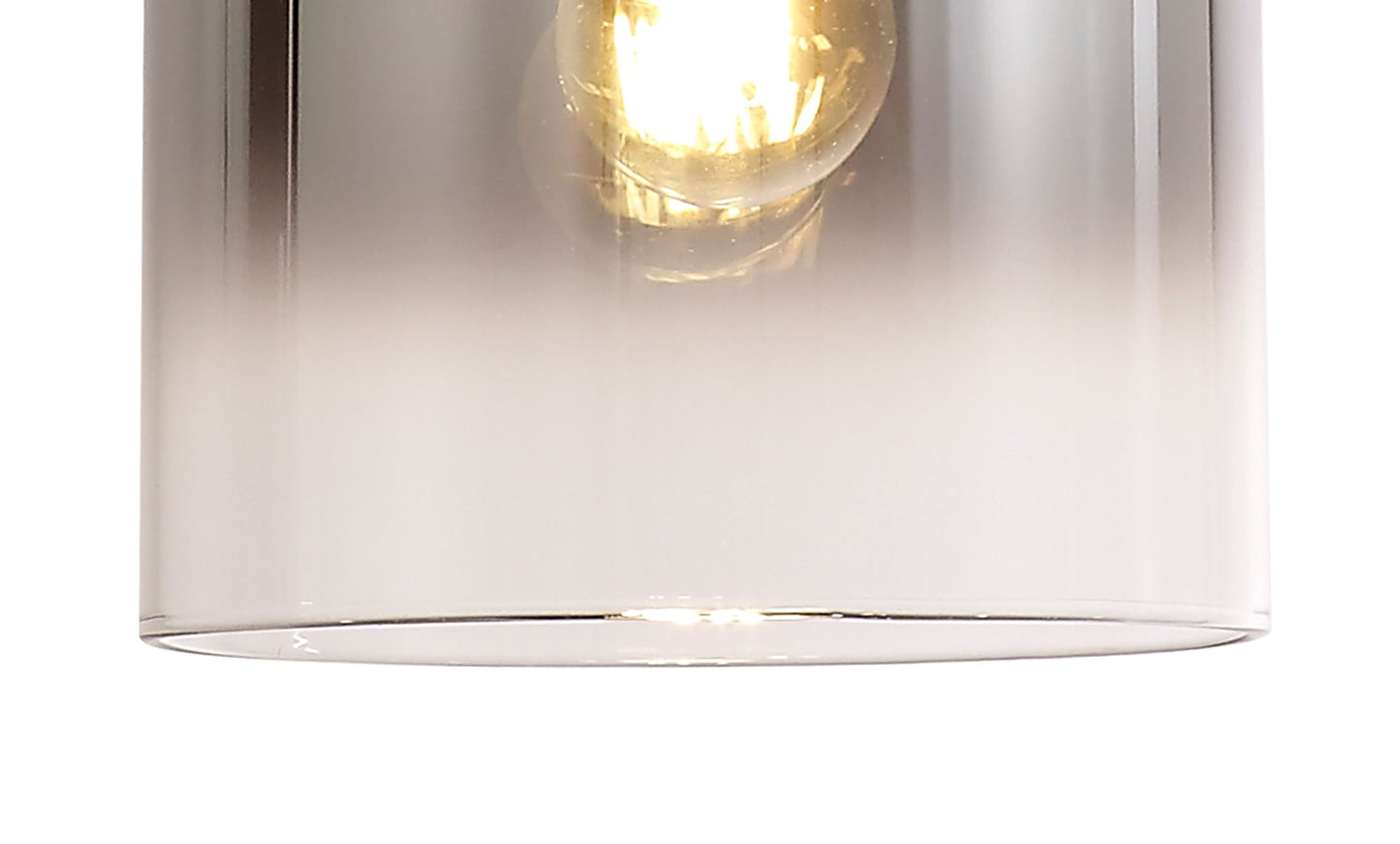 Bowdon Round Pendant, 3 Light Adjustable E27, Black and Smoke Fade Glass