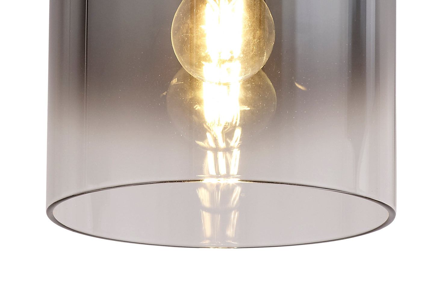Bowdon Round Ceiling Flush, 1 Light Flush Fitting E27, Black and Smoke Fade Glass