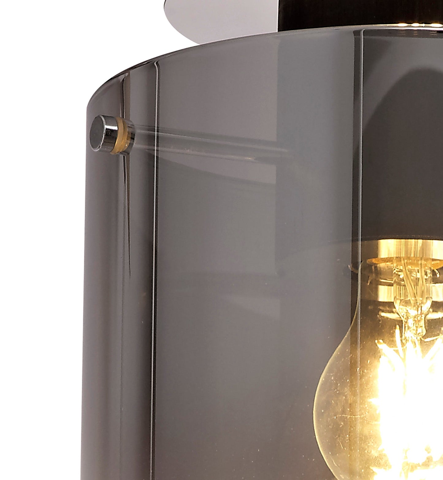 Bowdon Round Ceiling Flush, 1 Light Flush Fitting E27, Black and Smoke Fade Glass