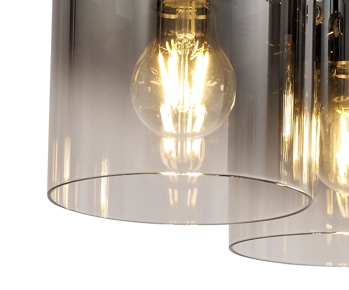 Bowdon Round Ceiling Flush, 3 Light Flush Fitting, Black and Smoke Fade Glass