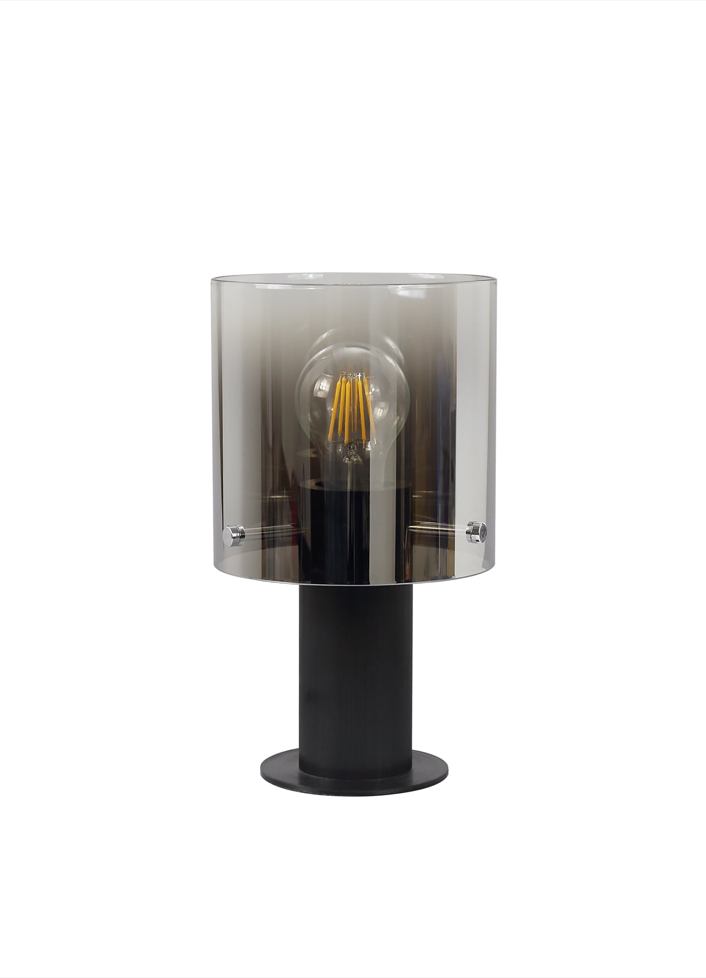 Bowdon Table Lamp, 1 Light Table Lamp E27, Black and Smoke Fade Glass