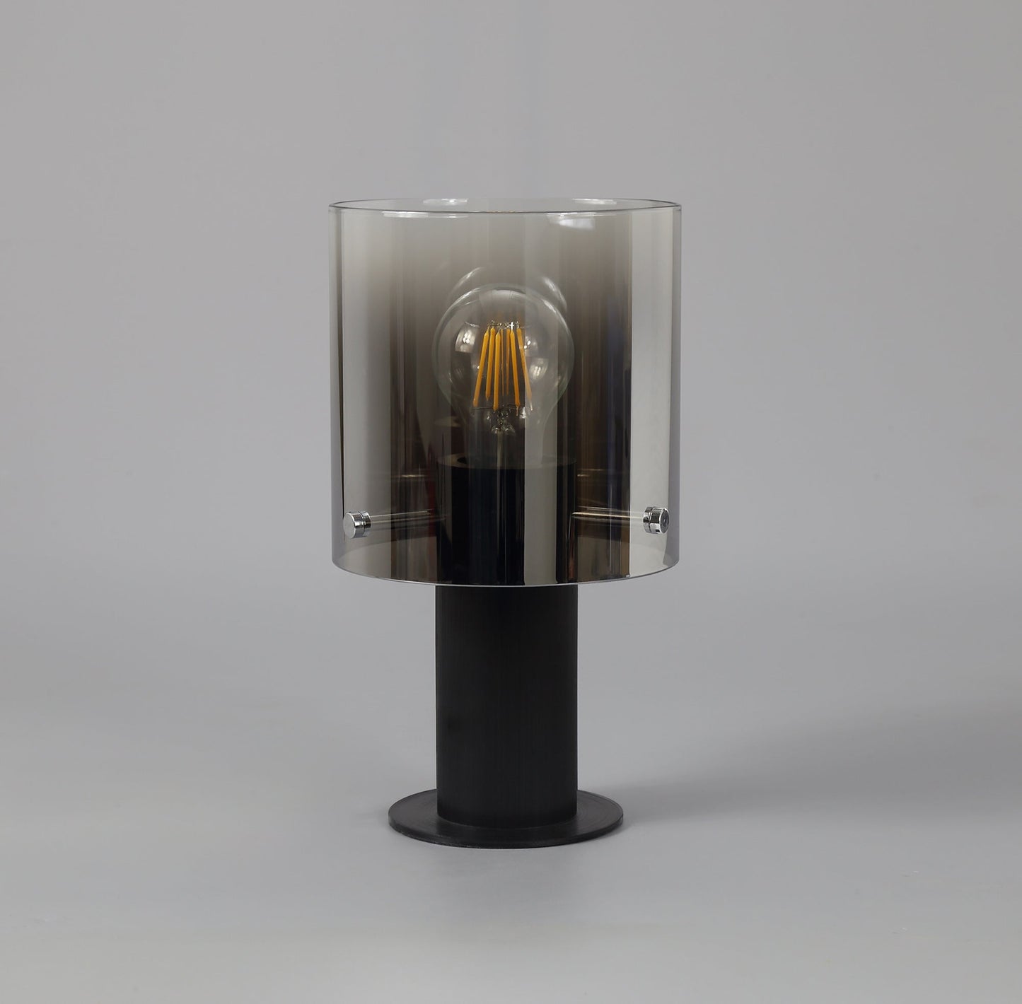 Bowdon Table Lamp, 1 Light Table Lamp E27, Black and Smoke Fade Glass