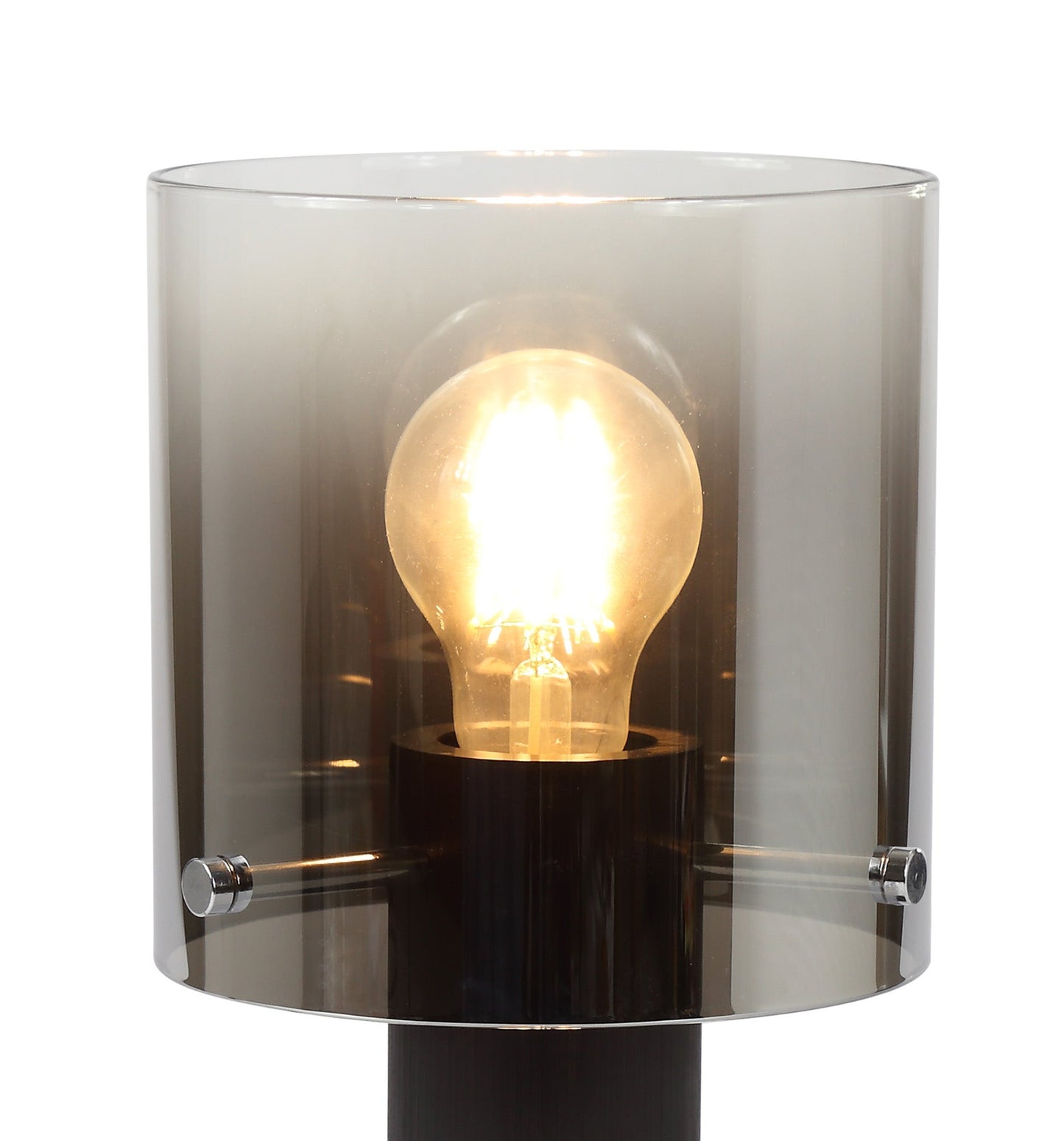 Bowdon Table Lamp, 1 Light Table Lamp E27, Black and Smoke Fade Glass
