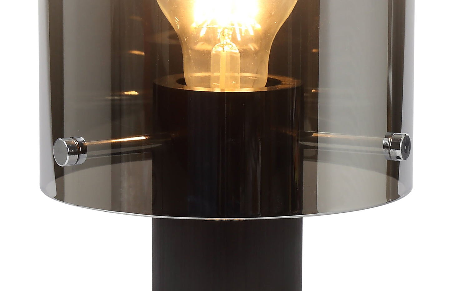 Bowdon Table Lamp, 1 Light Table Lamp E27, Black and Smoke Fade Glass
