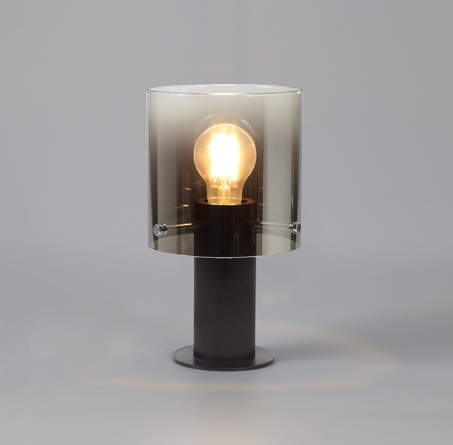 Bowdon Table Lamp, 1 Light Table Lamp E27, Black and Smoke Fade Glass