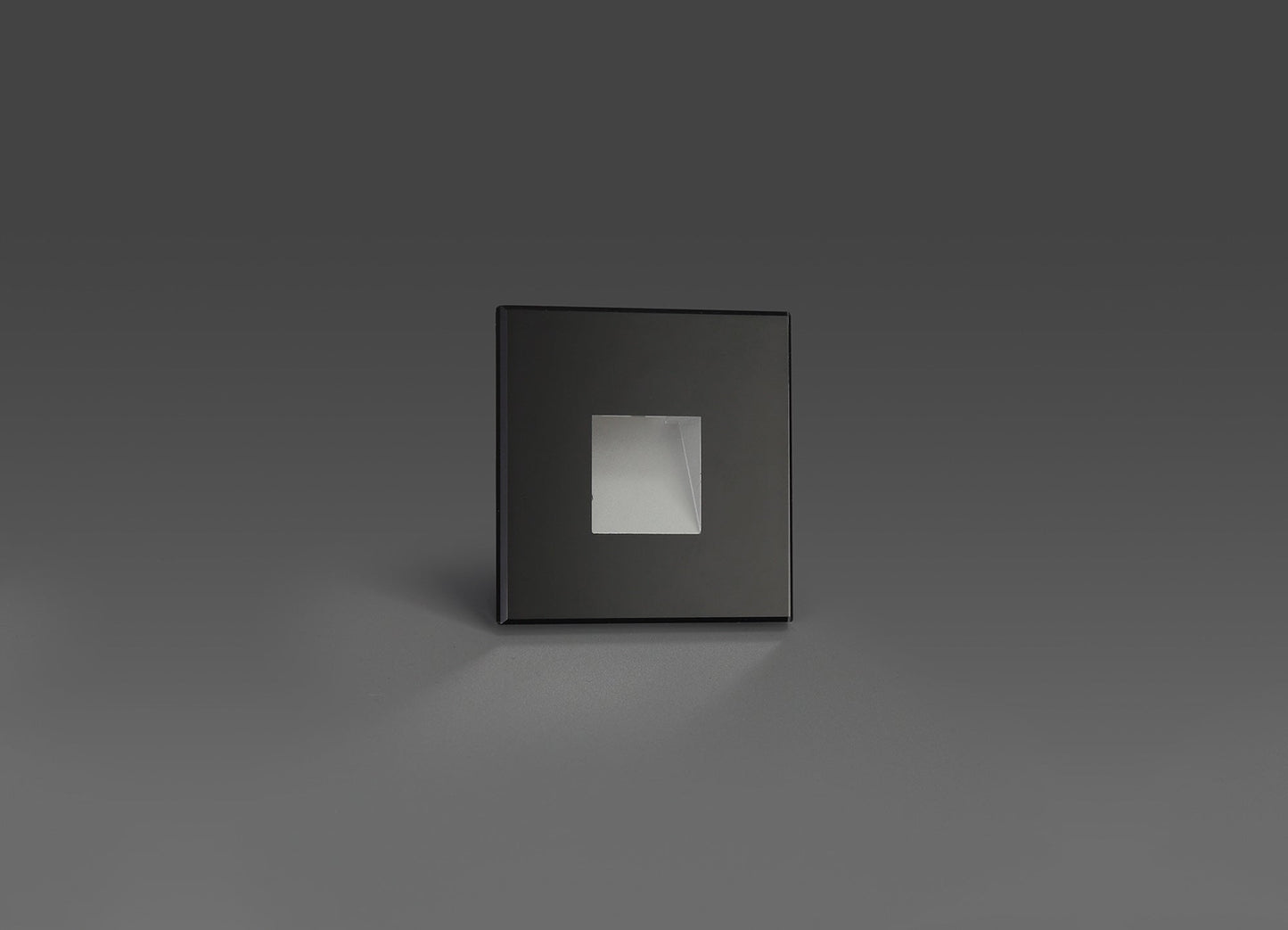 Bower Recessed Square Glass Fronted Wall Lamp, 1 x 1.8W LED, 3000K, 70lm, IP65, Black, 3yrs Warranty