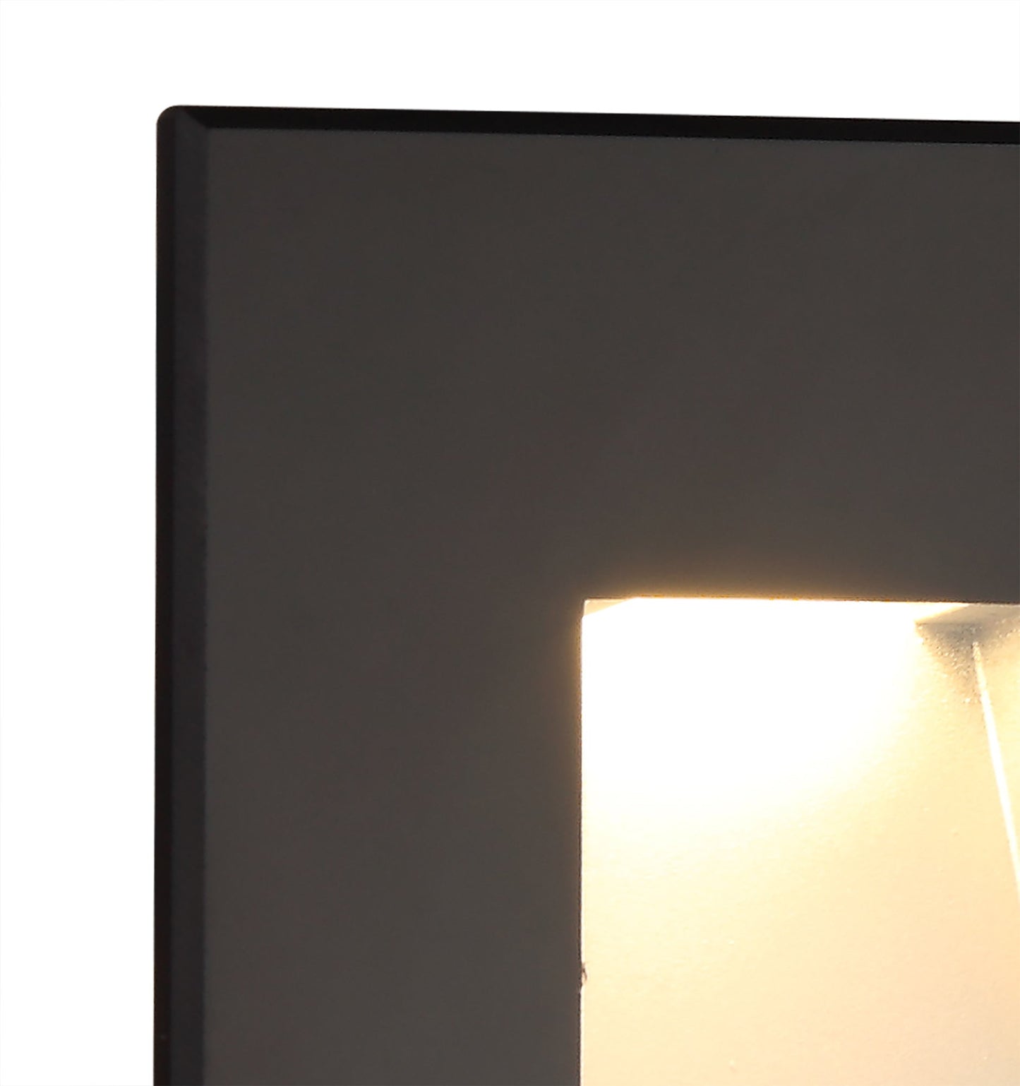 Bower Recessed Square Glass Fronted Wall Lamp, 1 x 1.8W LED, 3000K, 70lm, IP65, Black, 3yrs Warranty