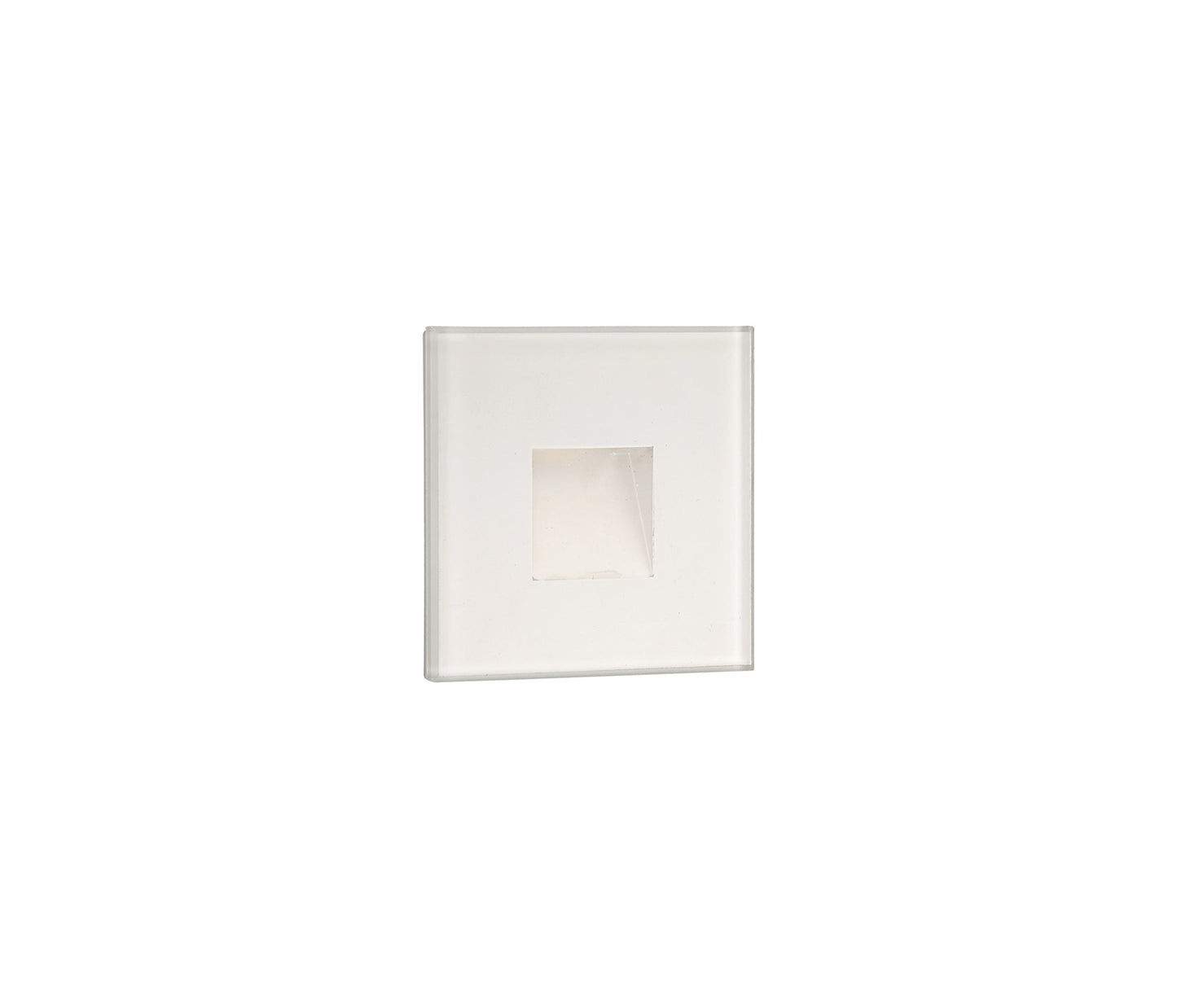 Bower Recessed Square Glass Fronted Wall Lamp, 1 x 1.8W LED, 3000K, 70lm, IP65, White, 3yrs Warranty