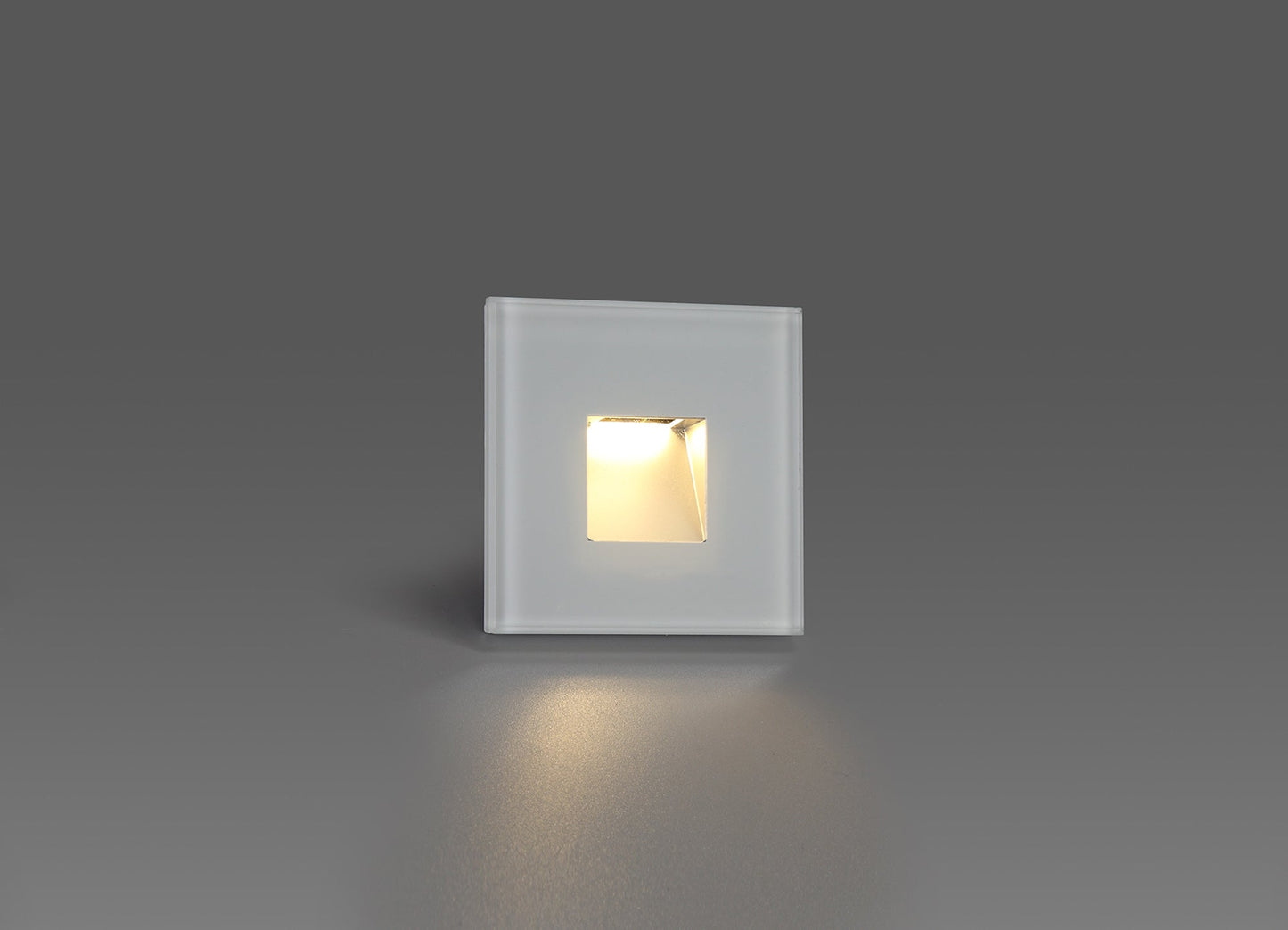 Bower Recessed Square Glass Fronted Wall Lamp, 1 x 1.8W LED, 3000K, 70lm, IP65, White, 3yrs Warranty