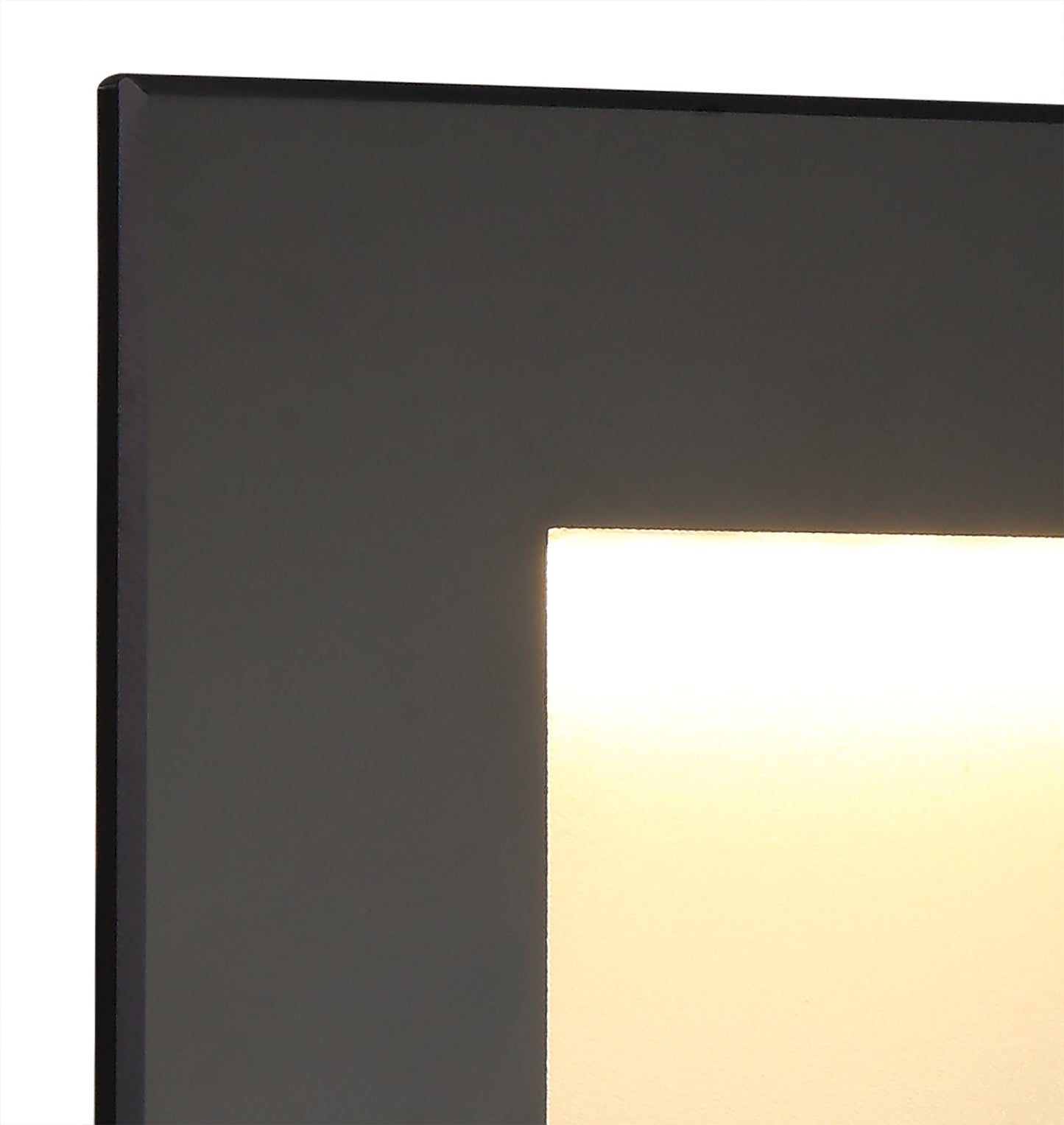 Bower Recessed Rectangle Glass Fronted Wall Lamp, 1 x 3.3W LED, 3000K, 145lm, IP65, Black, 3yrs Warranty
