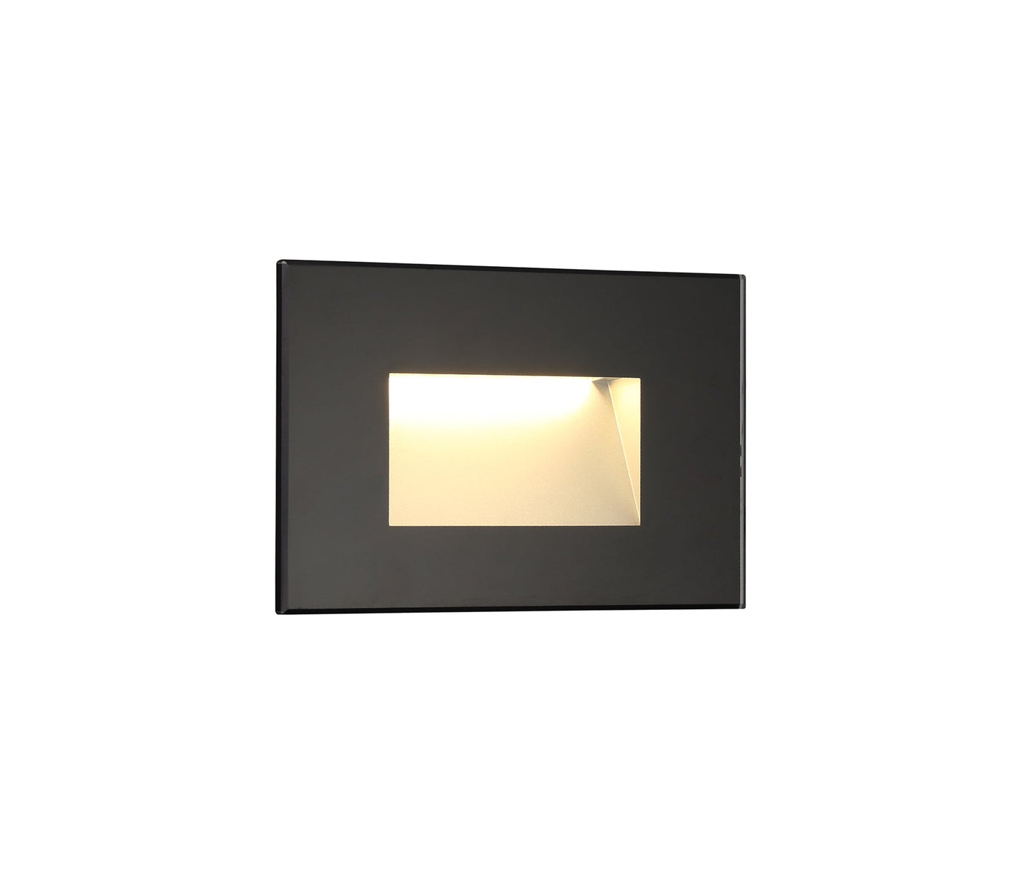 Bower Recessed Rectangle Glass Fronted Wall Lamp, 1 x 3.3W LED, 3000K, 145lm, IP65, Black, 3yrs Warranty