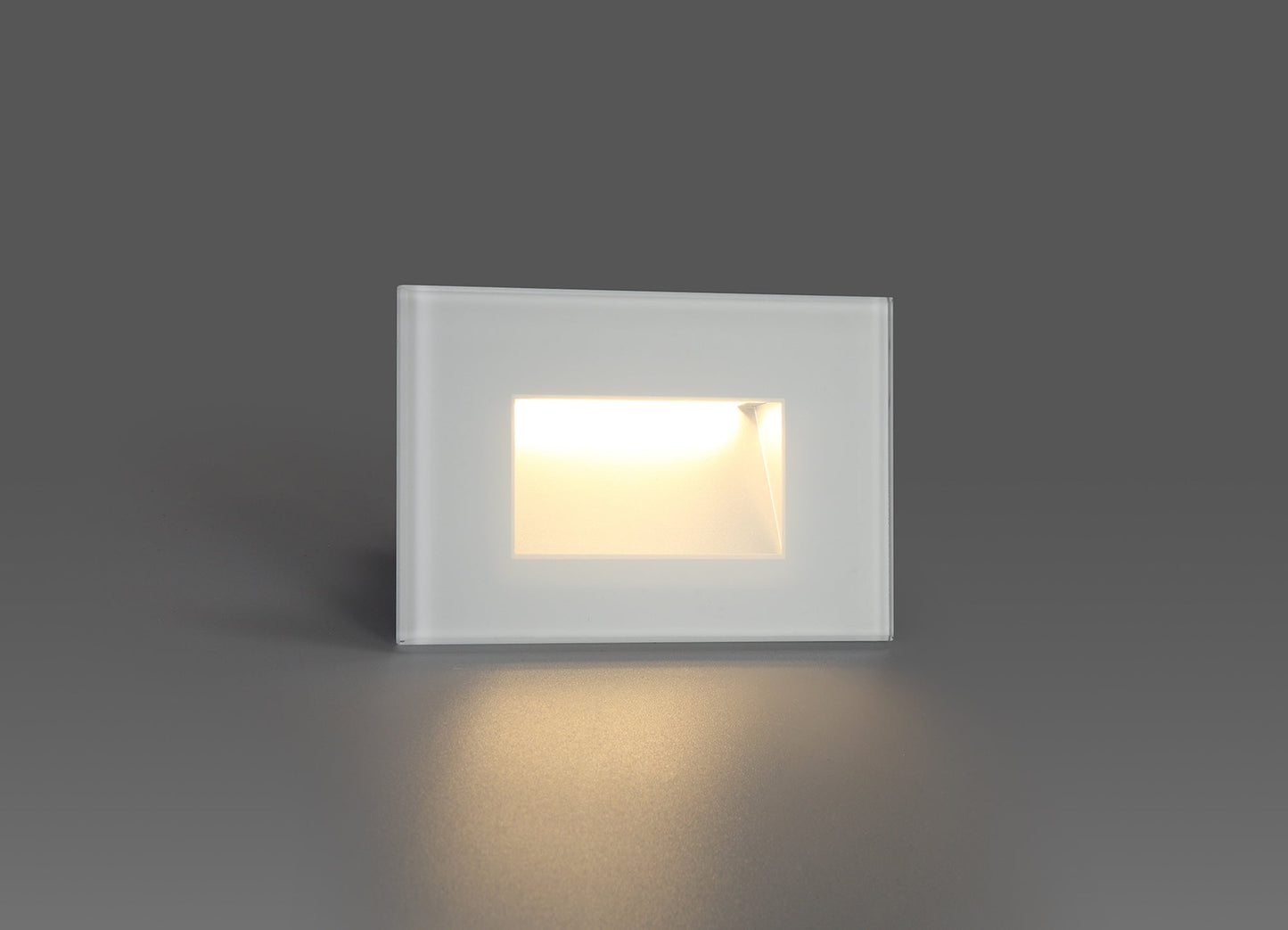 Bower Recessed Rectangle Glass Fronted Wall Lamp, 1 x 3.3W LED, 3000K, 145lm, IP65, White, 3yrs Warranty