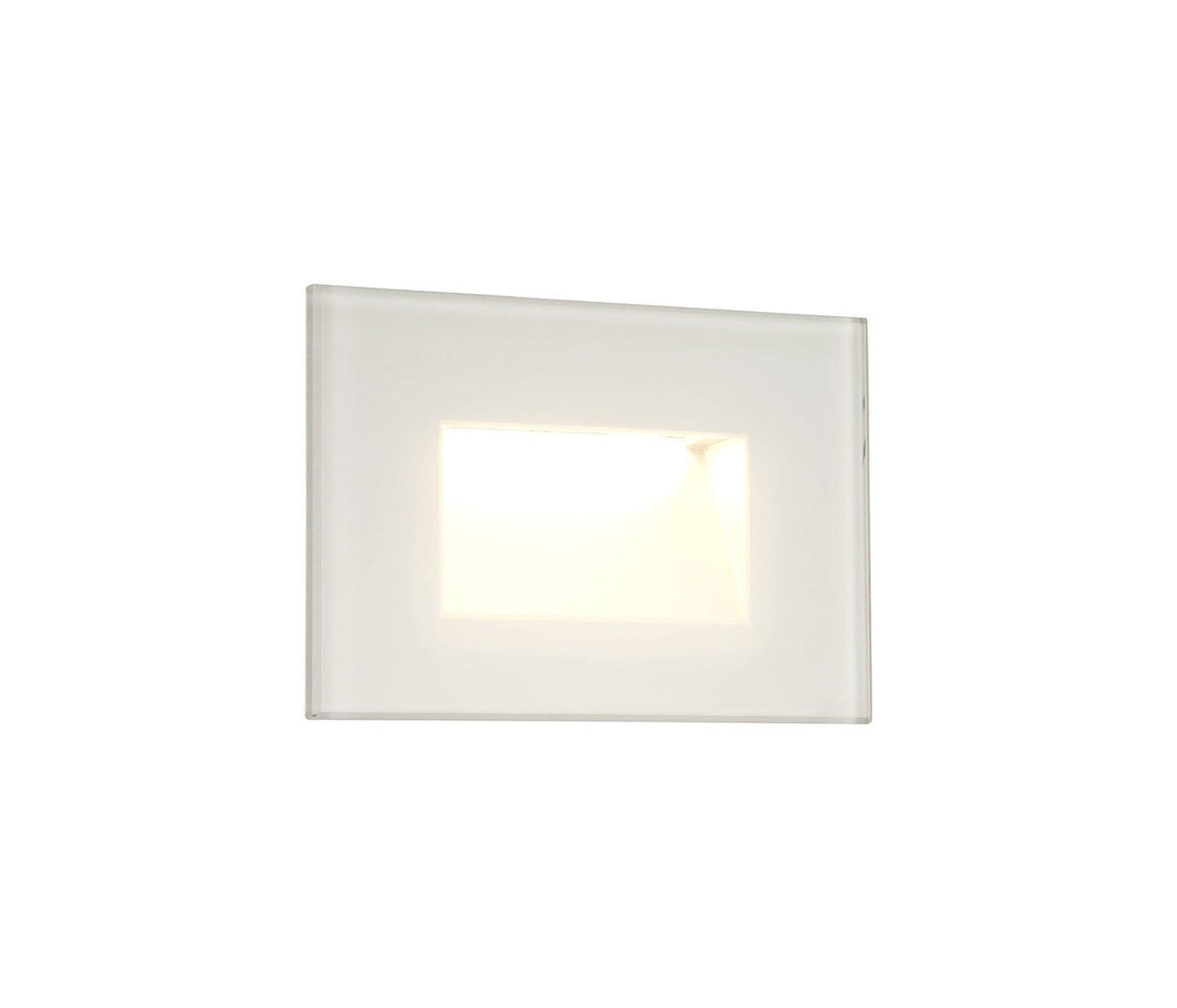 Bower Recessed Rectangle Glass Fronted Wall Lamp, 1 x 3.3W LED, 3000K, 145lm, IP65, White, 3yrs Warranty