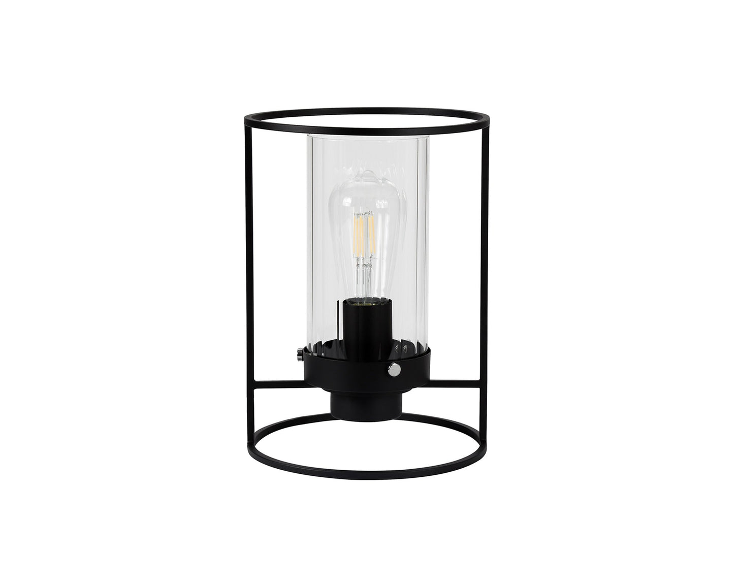 Bramhall Table Lamp, 1 Light E27, Black and Clear Glass