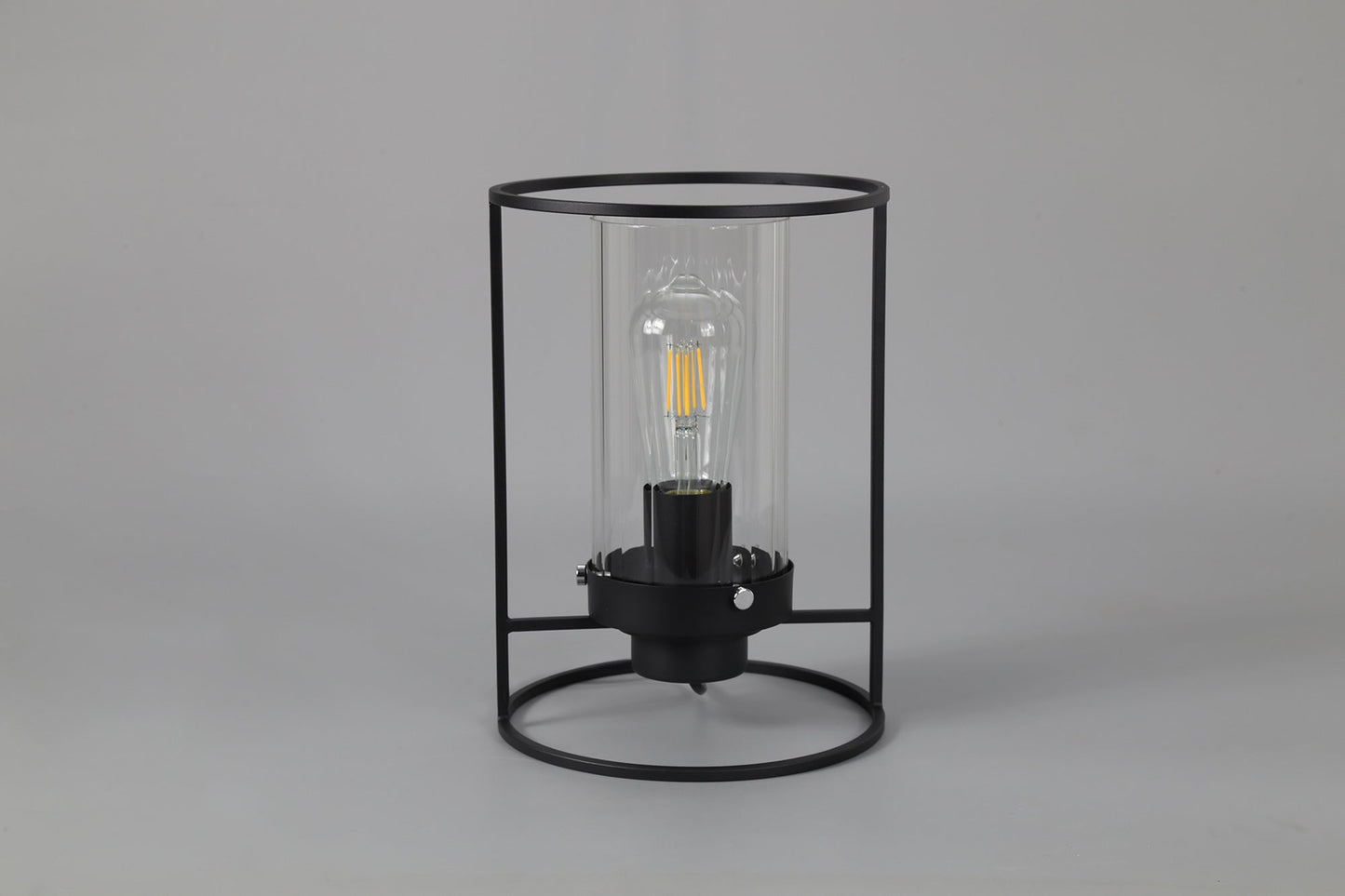 Bramhall Table Lamp, 1 Light E27, Black and Clear Glass