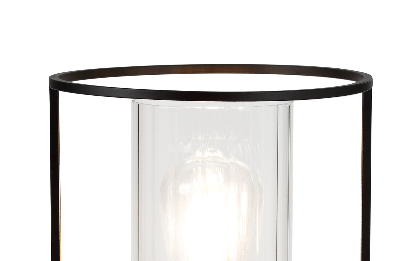 Bramhall Table Lamp, 1 Light E27, Black and Clear Glass