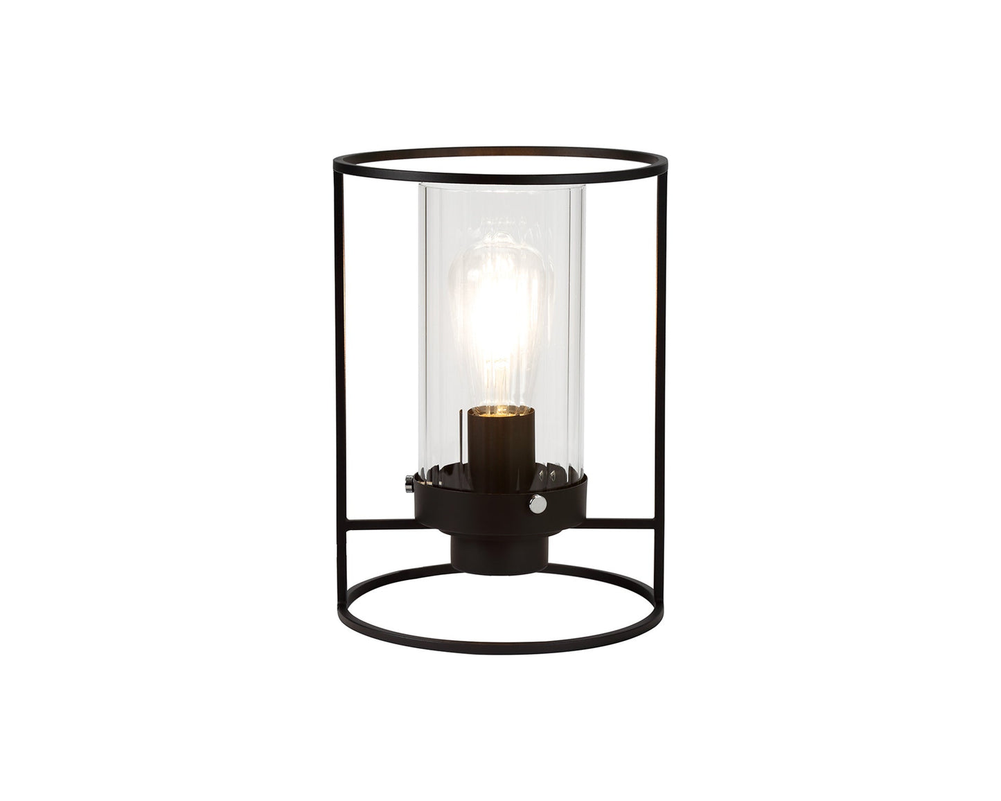 Bramhall Table Lamp, 1 Light E27, Black and Clear Glass