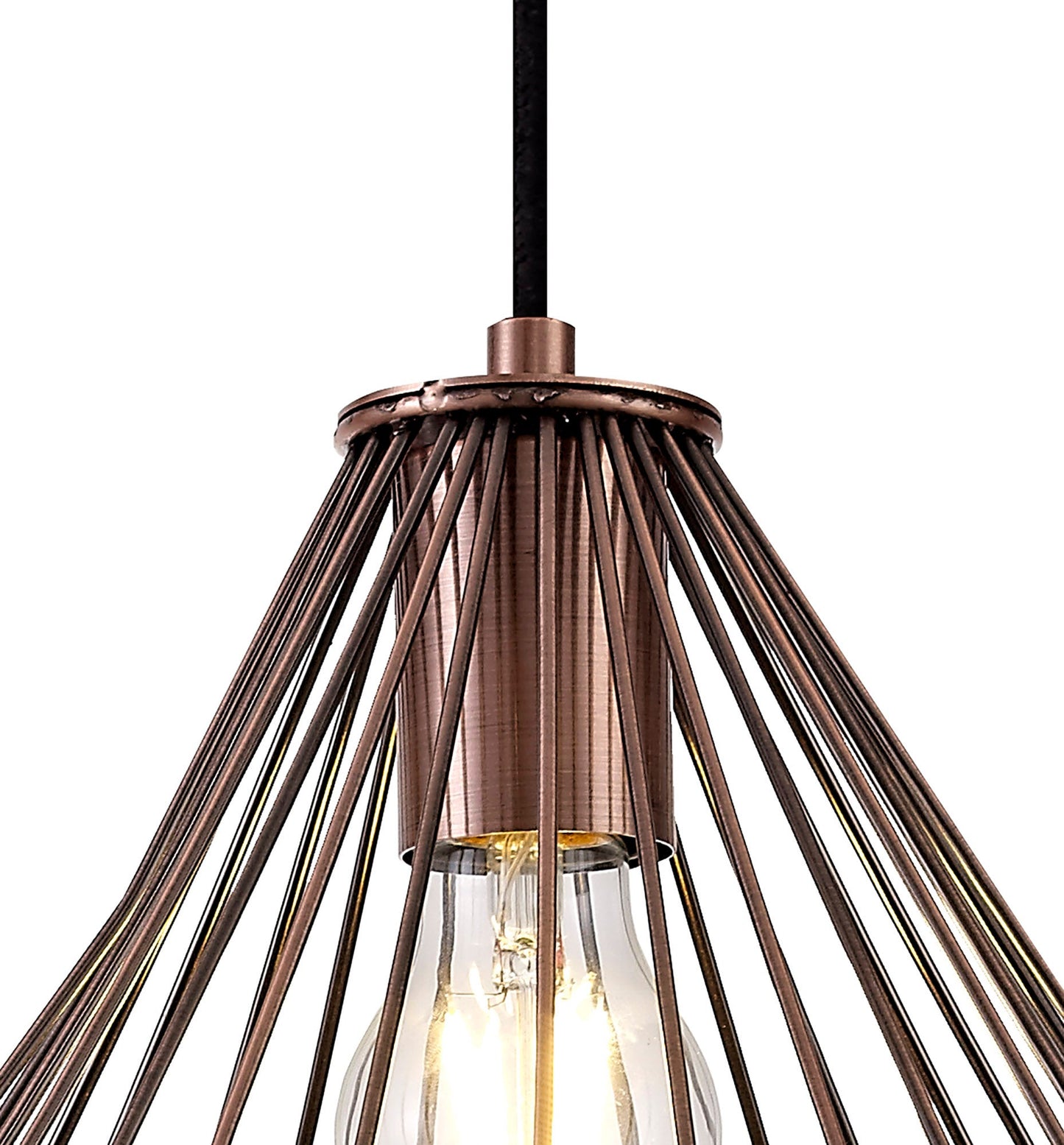 Bucklow Small Pendant, 1 x E27, Antique Copper and Black 2