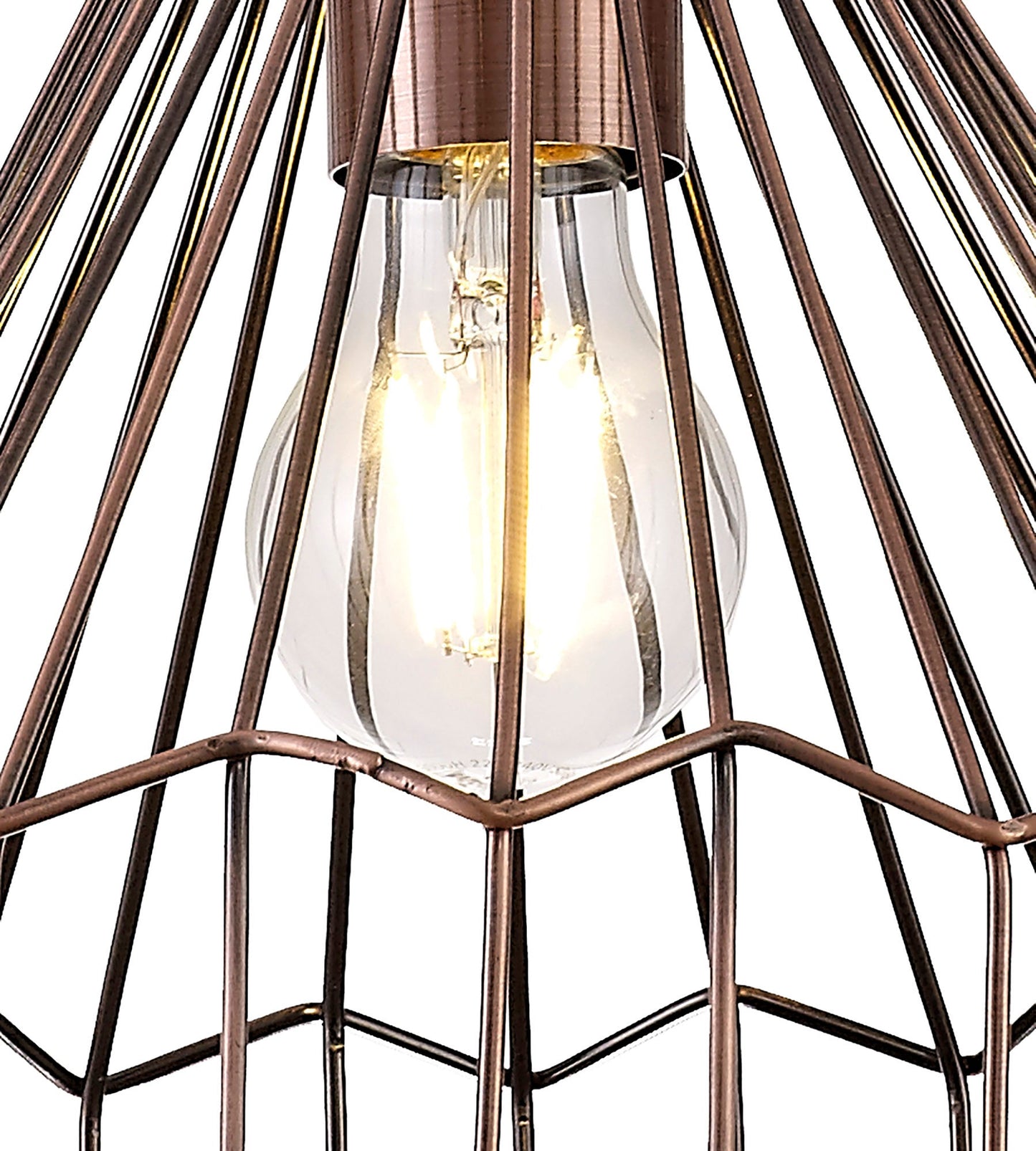 Bucklow Small Pendant, 1 x E27, Antique Copper and Black 2
