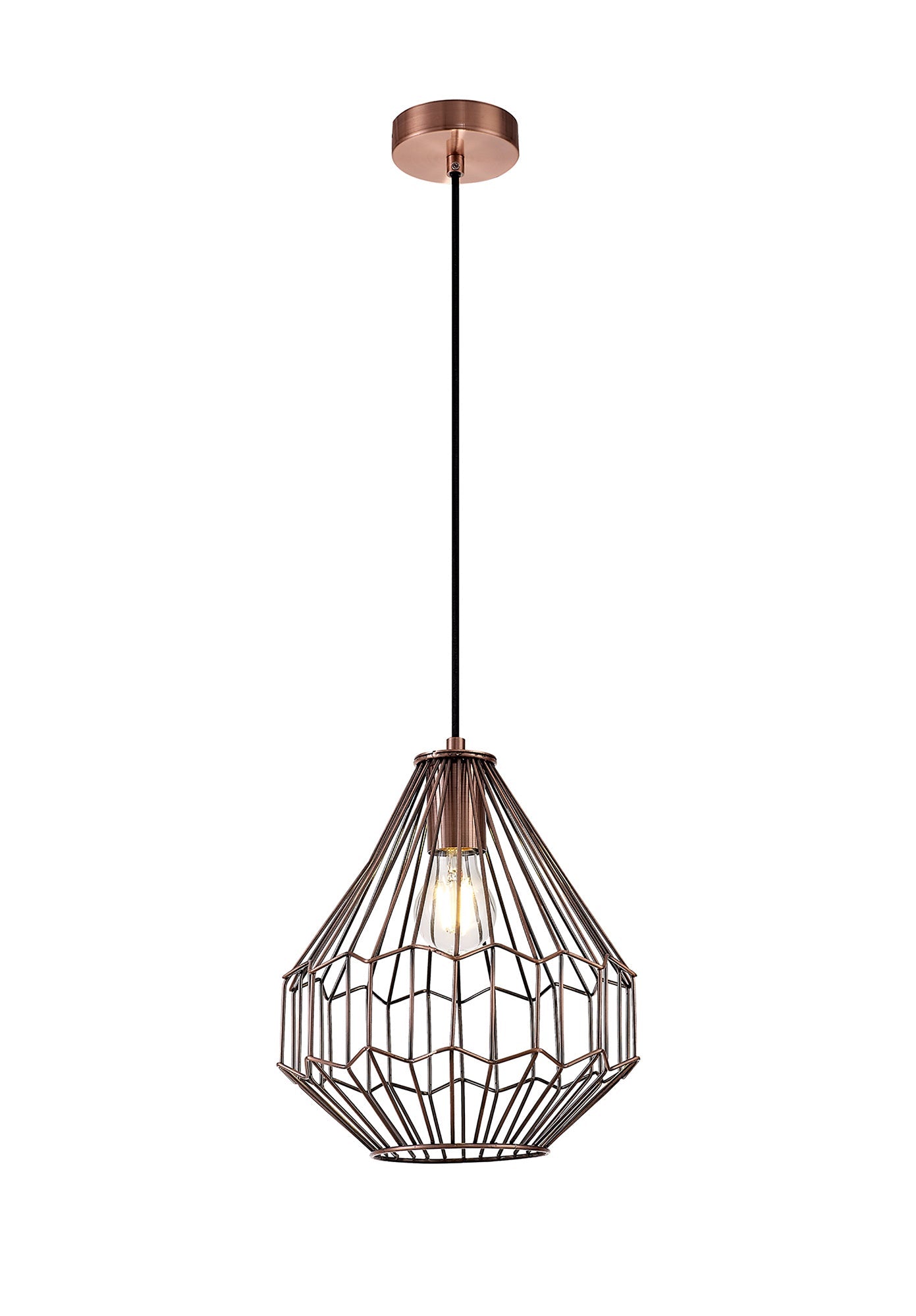 Bucklow Small Pendant, 1 x E27, Antique Copper and Black 2
