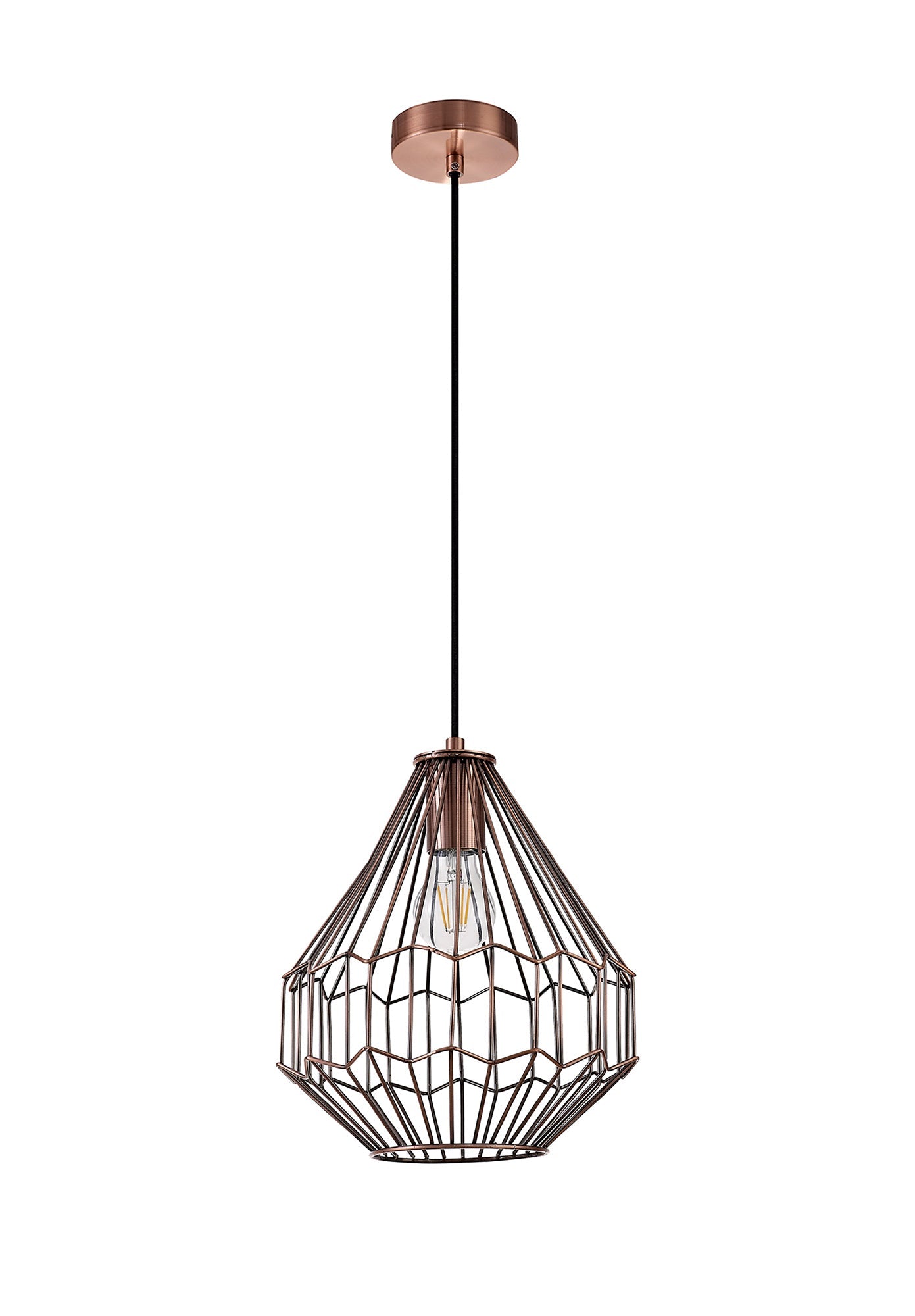 Bucklow Small Pendant, 1 x E27, Antique Copper and Black 2