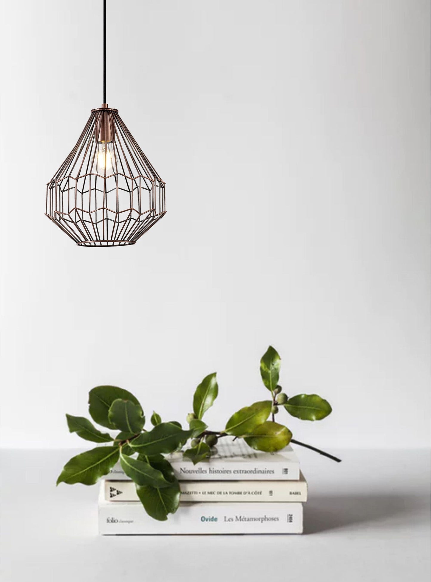 Bucklow Medium Pendant, 1 x E27, Antique Copper and Black 2