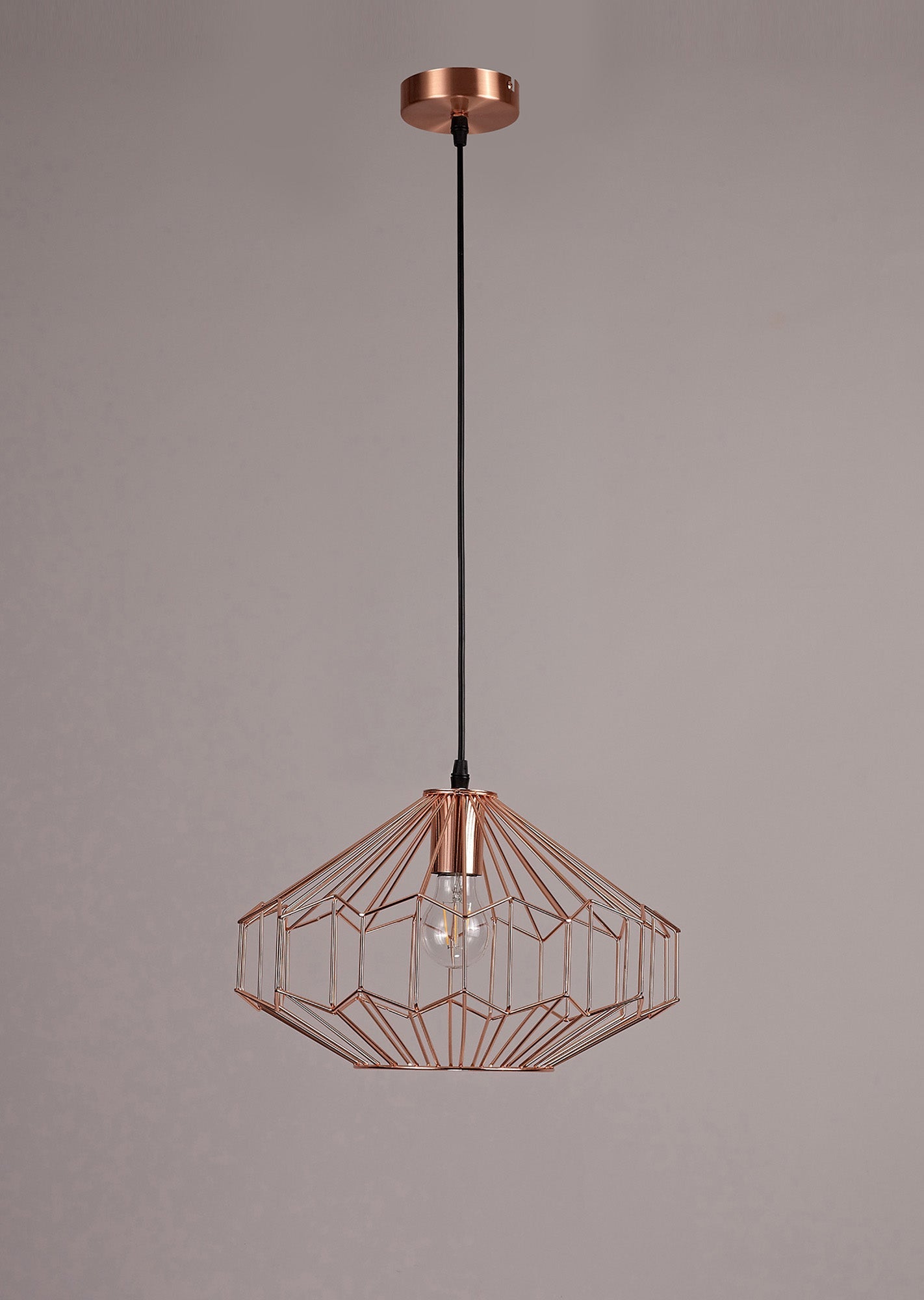 Bucklow Medium Pendant, 1 x E27, Antique Copper and Black 2