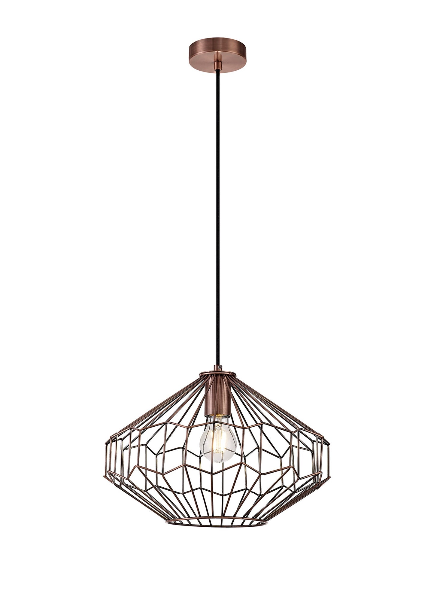 Bucklow Medium Pendant, 1 x E27, Antique Copper and Black 2