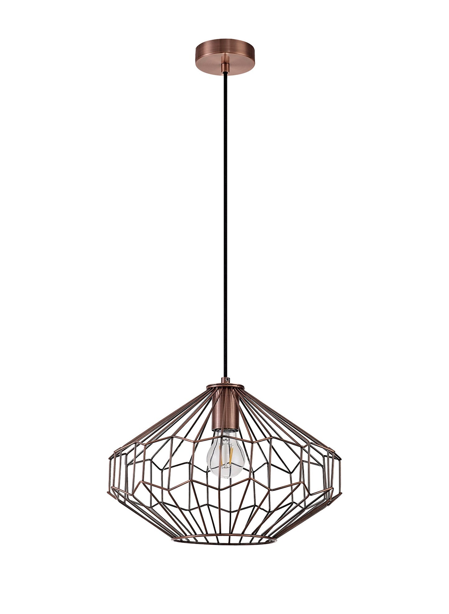 Bucklow Medium Pendant, 1 x E27, Antique Copper and Black 2